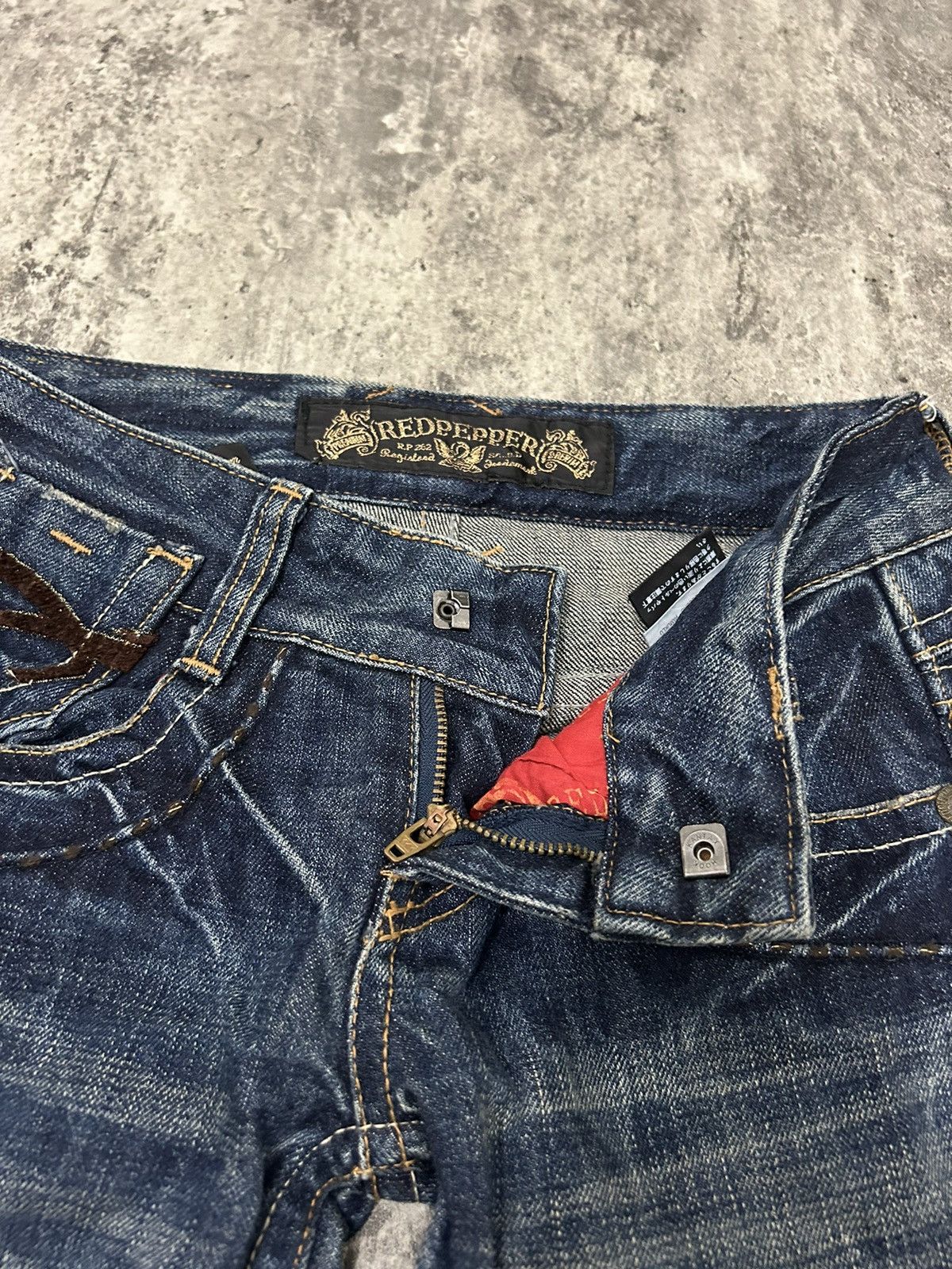 If Six Was Nine × Le Grande Bleu (L.G.B.) × Tornado Mart Red Pepper Gold Label Acid Wash Flare Jeans Size US 28 / EU 44 - 10 Thumbnail
