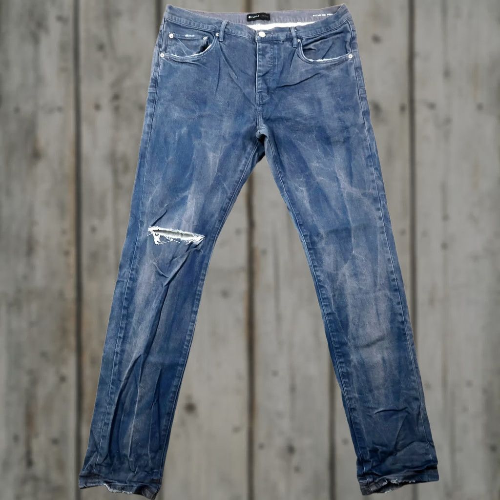 Denime Purple Brand P001 Jeans Men's Slim Fit Blue Distressed Sun Fade Style Denim 36x33 Size US 36 / EU 52 - 1 Thumbnail