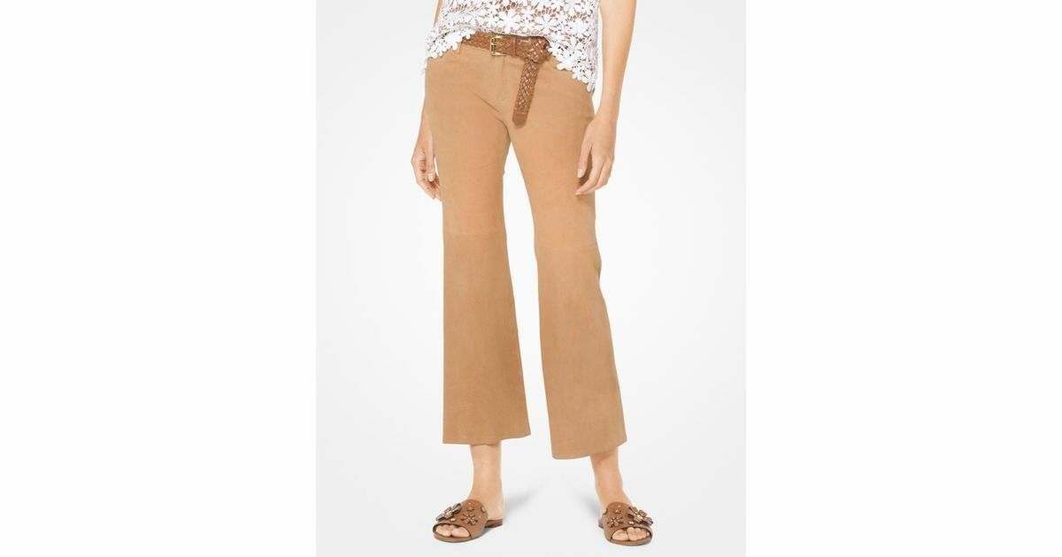MICHAEL Michael Kors Women's Cropped Izzy Suede Pants Peanu