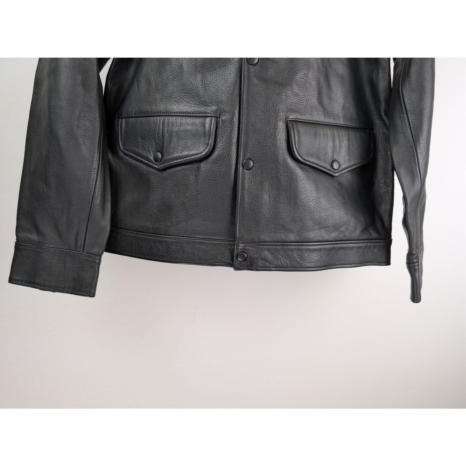 Officine Generale o1rshd1 Dafoe Bomber Grained Leather Jacket in Black Size US M / EU 48-50 / 2 - 4 Thumbnail