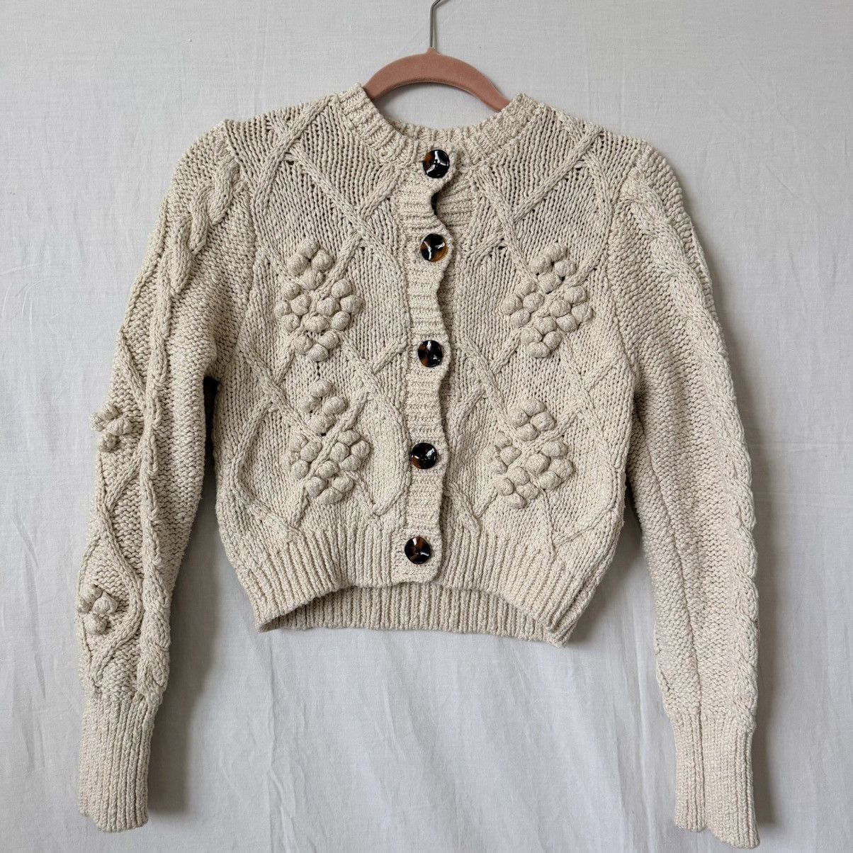 Other Les Coyotes de Paris Cable Knit Crop Cardigan 34 XS/S Size XS / US 0-2 / IT 36-38 - 6 Thumbnail