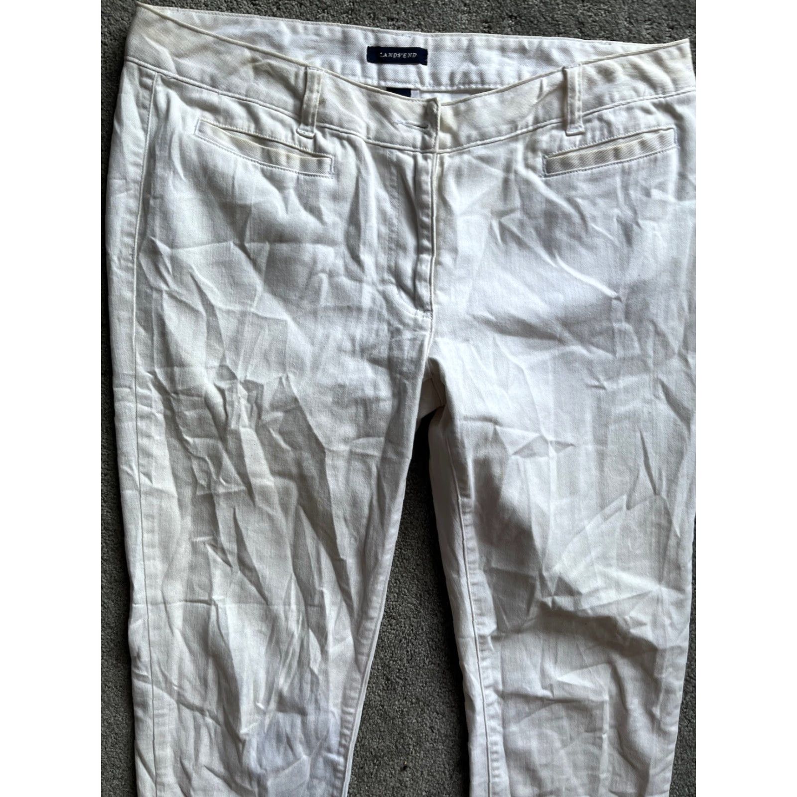 Lands' End Lands' End Slim Fit Ankle Jeans Womens 12 White Stretch Denim Size 34" / US 12 / IT 48 - 2 Thumbnail
