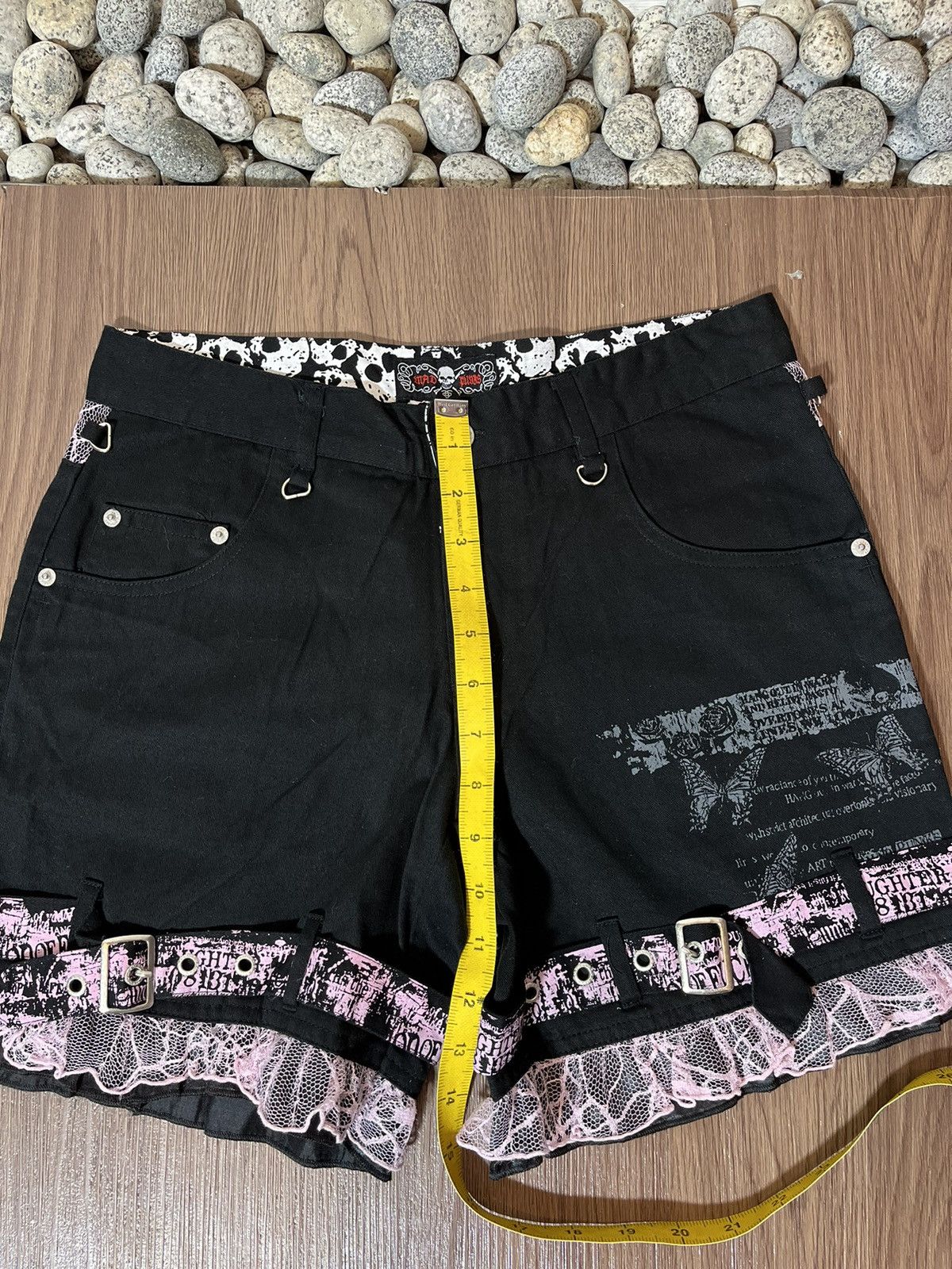 Beauty Beast × Japanese Brand × Seditionaries Mad Punks poem pink strap brocade Y2K short pant Size 31" - 13 Thumbnail