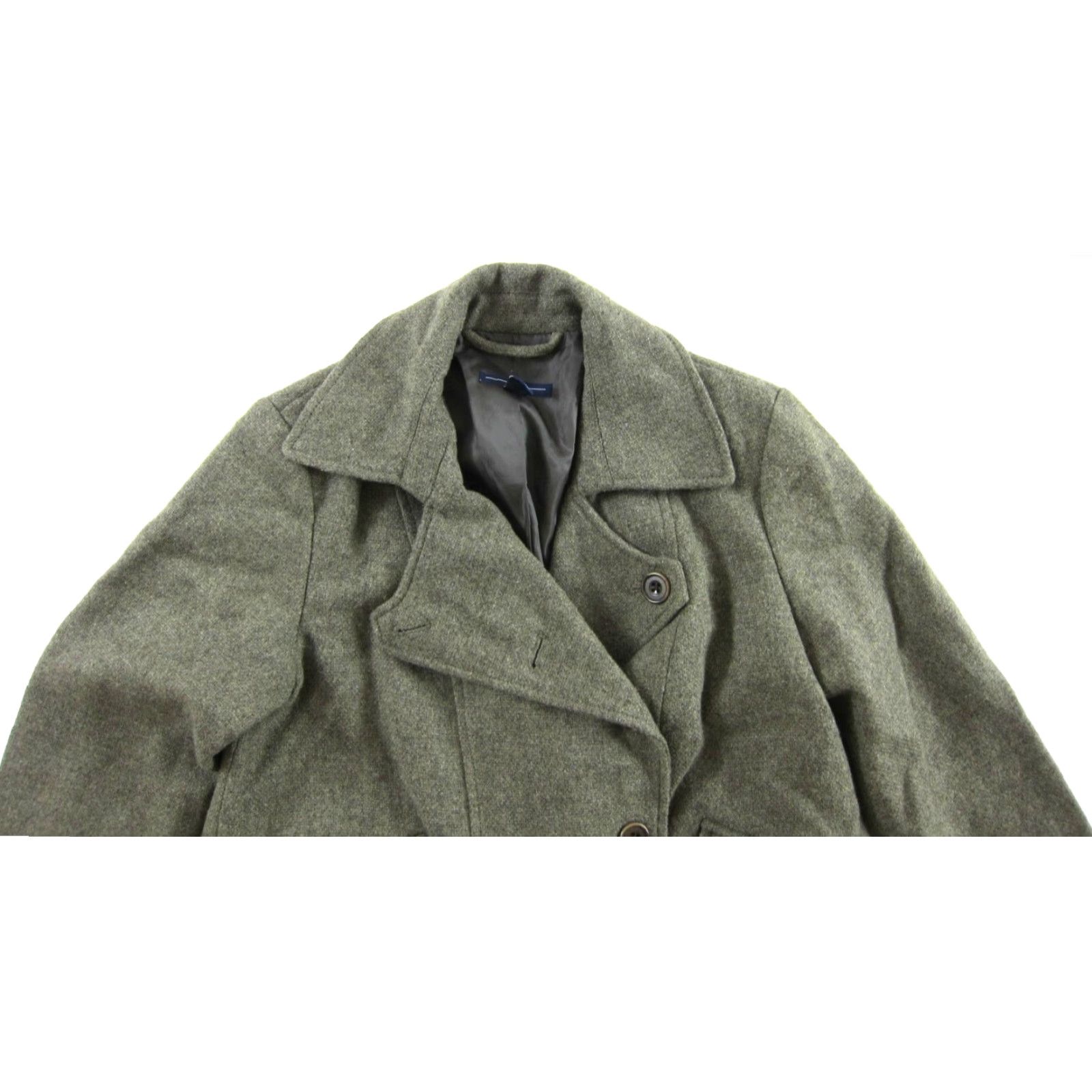 Gap GAP Wool Army Green Ruffle Pea Coat Jacket Small Women’s Wool Pea Coat with Pockets Collared 100% Wool 80s 90s Vintage Style Size 28" / US 6 / IT 42 - 3 Thumbnail