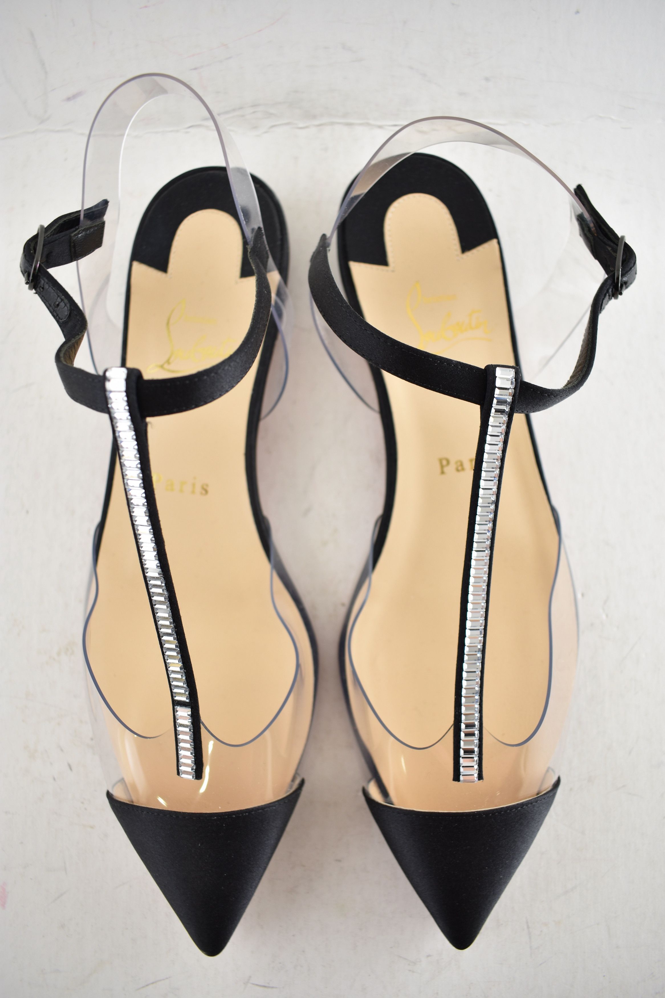 Christian Louboutin Nosy Strass PVC T Strap Pointed Ballerina Ballet Flat 38 Size US 8 / IT 38 - 11 Thumbnail
