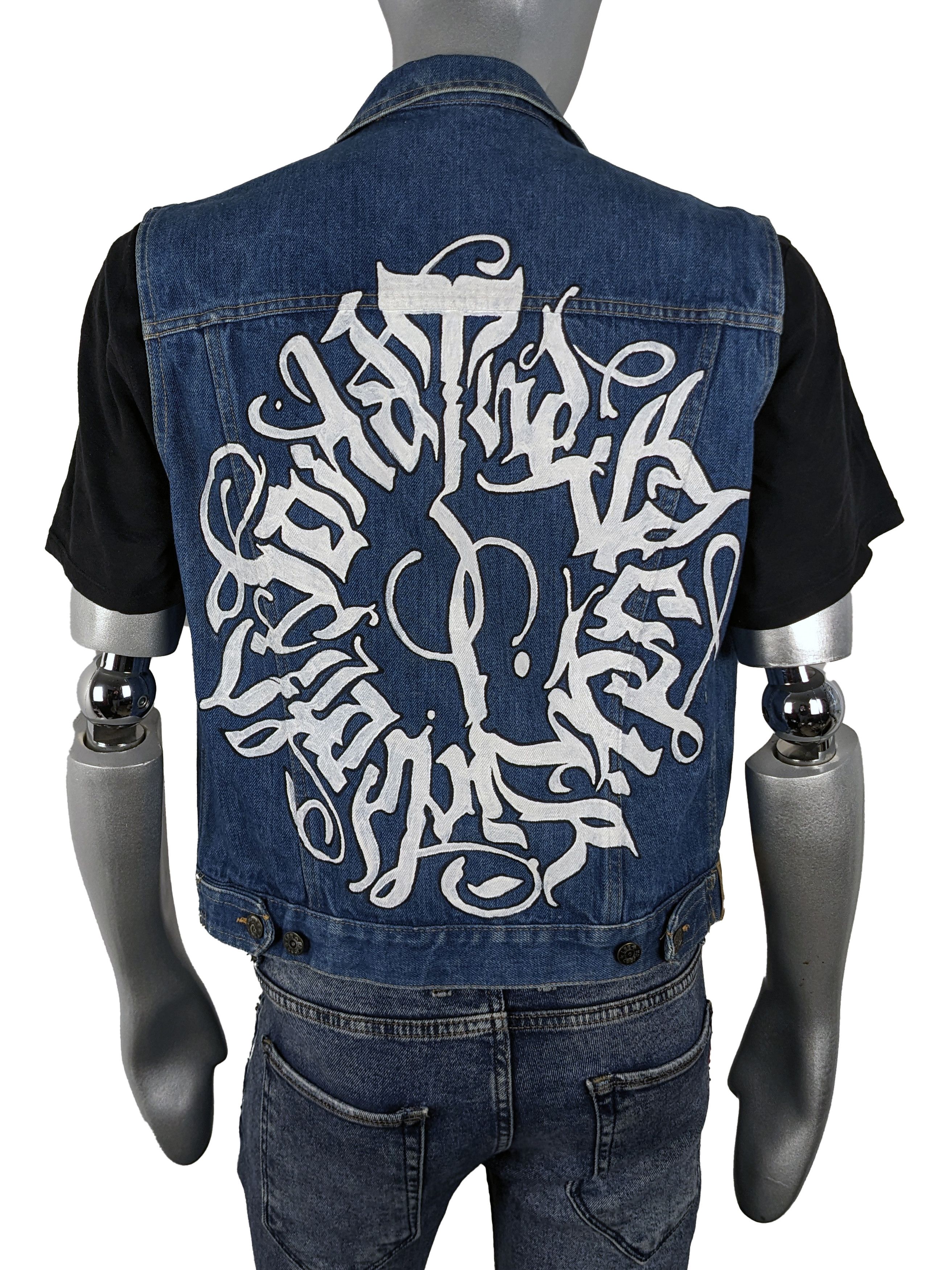 Lee Y2K Lee Cooper Custom Hand Painted Blue Denim Vest Size US M / EU 48-50 / 2 - 3 Thumbnail