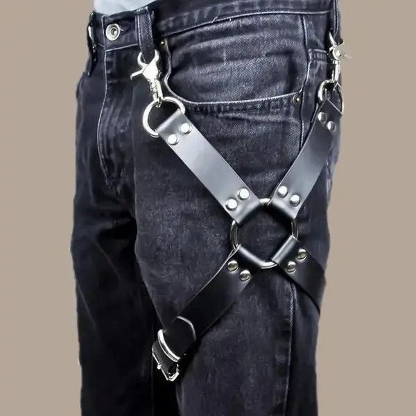 Japanese Brand Punk Suspender Leather Harness Leg Belt Size ONE SIZE - 1 Thumbnail