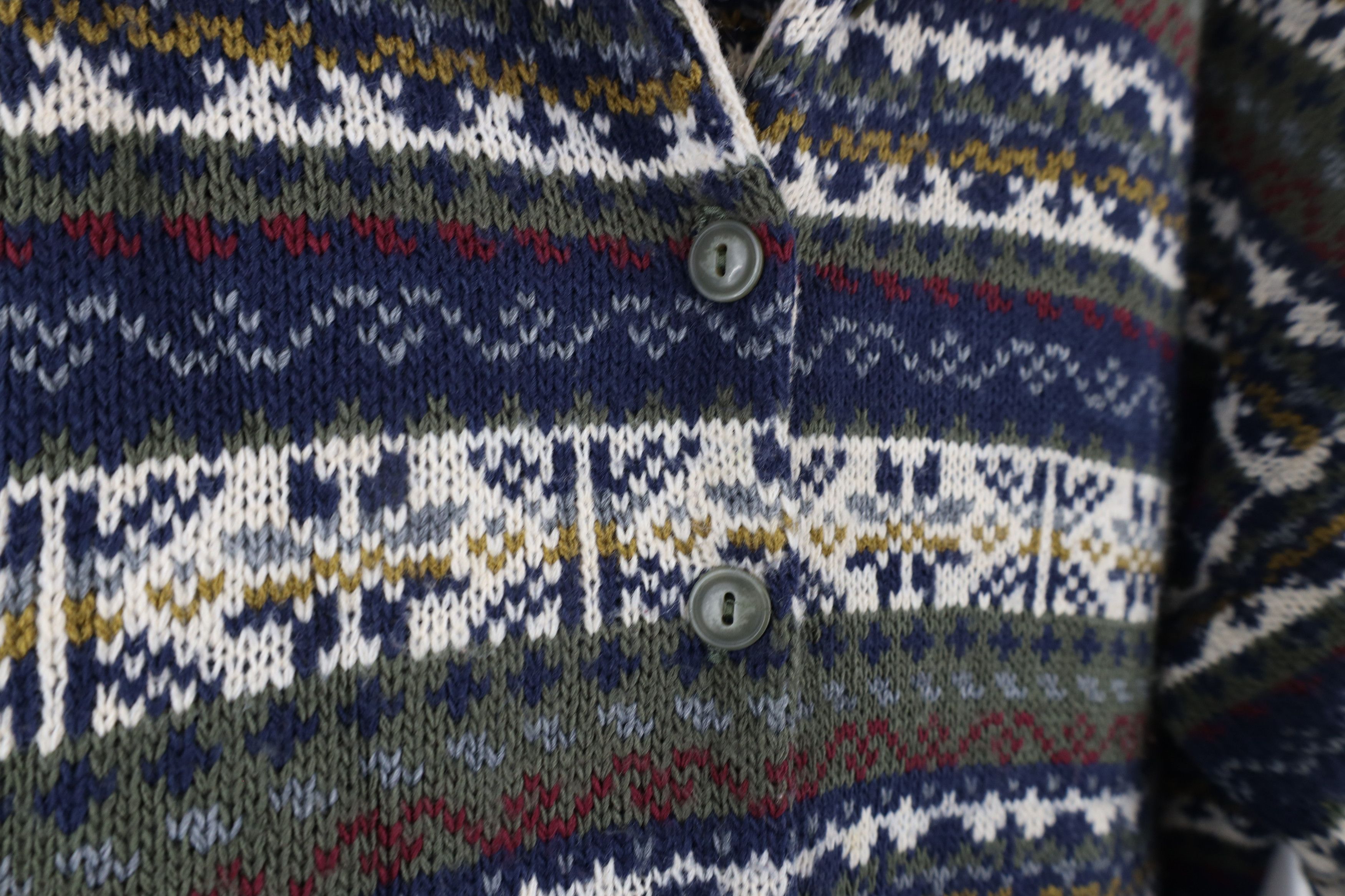 Vintage Vintage 90s Streetwear Fair Isle Knit Cardigan Sweater USA Size L / US 10 / IT 46 - 5 Thumbnail