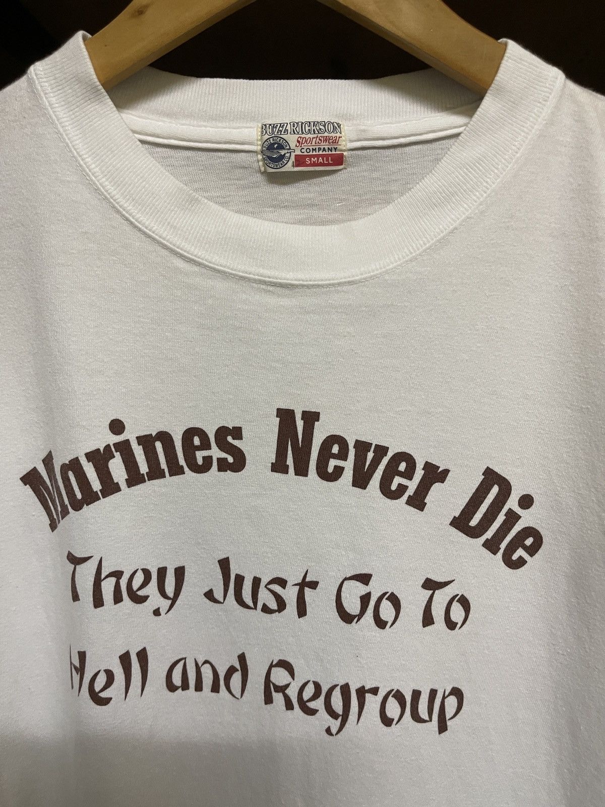 Buzz Rickson's Rare‼️Vintage80s🔥Buzz Rickson’s🔥USMC Marine Never Die L,S Tee Size US S / EU 44-46 / 1 - 3 Thumbnail
