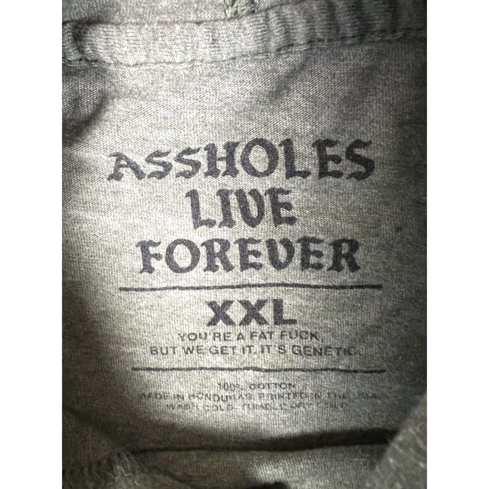 Olive Assholes*s Live Forever Long Sleeve Hooded Shirt Green Skulls Size 2XL Size US XXL / EU 58 / 5 - 5 Thumbnail
