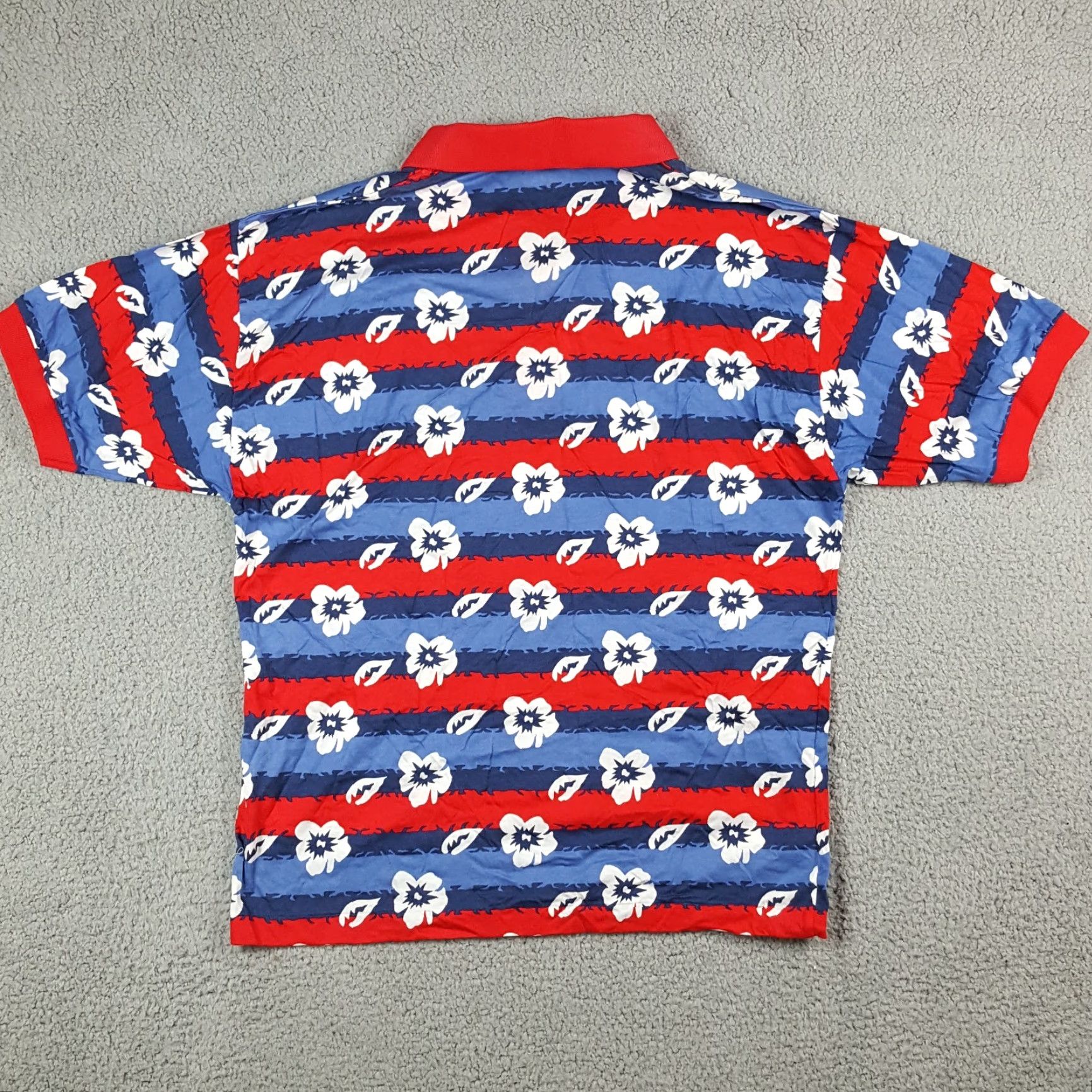 Vintage Vintage Antigua Women's Polo Shirt Large Floral Hawaiian Striped Summer Beach 90s Retro Size L / US 10 / IT 46 - 5 Thumbnail