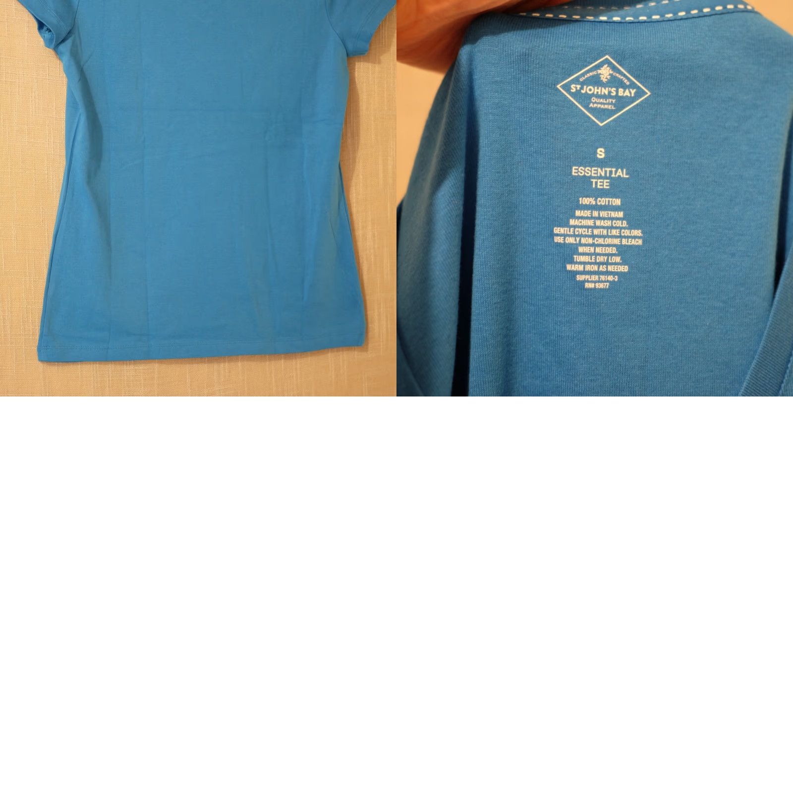 Vintage St. John's Bay Essential Tee Shirt Womens S 100% Cotton Blue Stretch V-Neck Short Sleeve Casual Travel basic Size S / US 4 / IT 40 - 8 Thumbnail