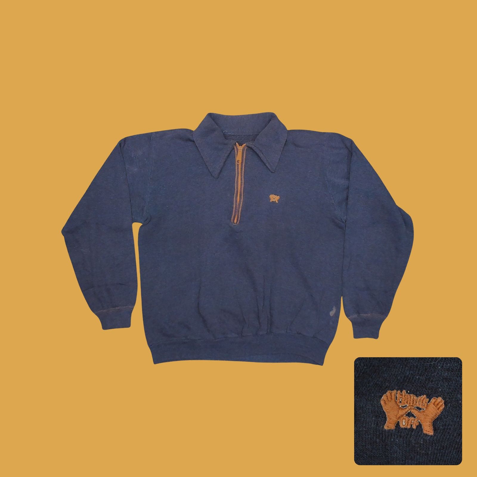 Sears Sears VTG 1970s Boxy Cropped Hands Off 1/4 Zip Sweatshirt Size US M / EU 48-50 / 2 - 1 Thumbnail