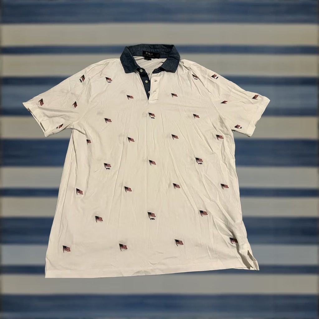 Polo Ralph Lauren Polo Ralph Lauren Polo Shirt White Embroidered USA Flags Classic Fit Mens Large Shirt Size US L / EU 52-54 / 3 - 1 Thumbnail