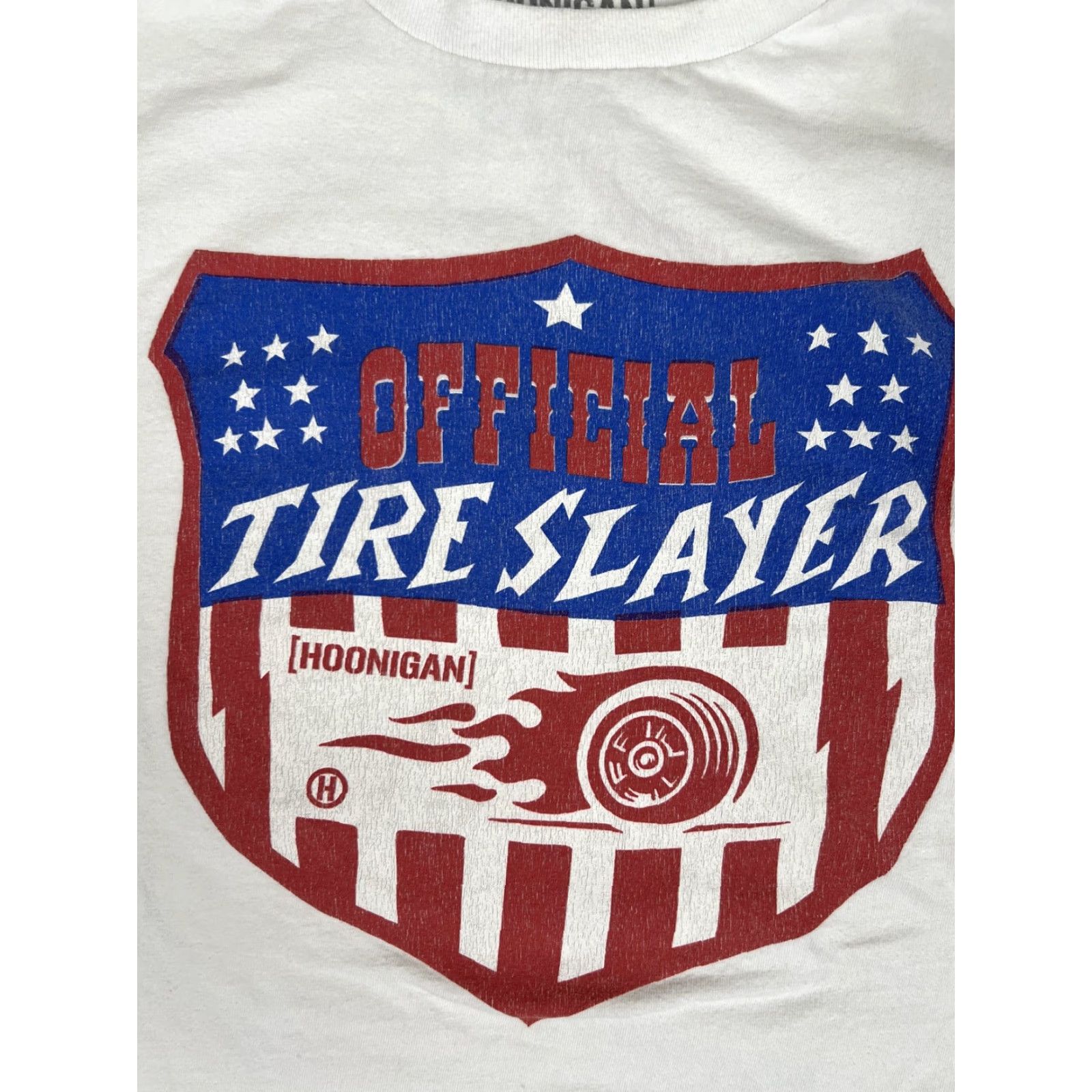 Vintage Hoonigan T-Shirt Mens Large White Graphic Tee Official Tire Slayer Drift Racing Shirt Size US L / EU 52-54 / 3 - 2 Thumbnail