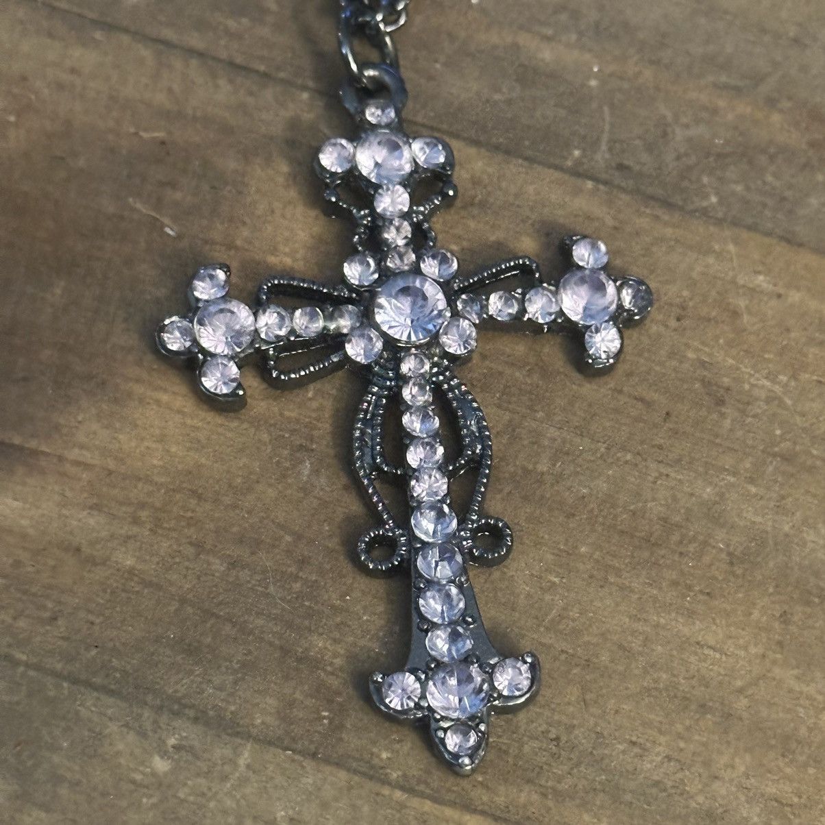 Other Gunmetal rhinestone cross pendant necklace Size ONE SIZE - 3 Thumbnail