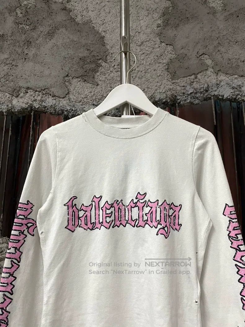 Balenciaga Gothic Letter Slim Fit Long Sleeve