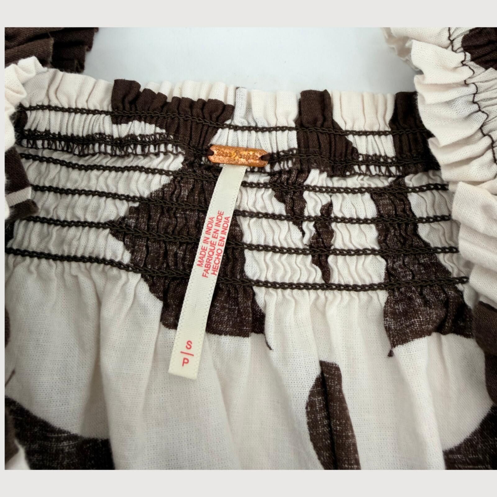 Free People Free People Floral Babydoll Mini Dress Brown Cream S Size S / US 4 / IT 40 - 4 Thumbnail
