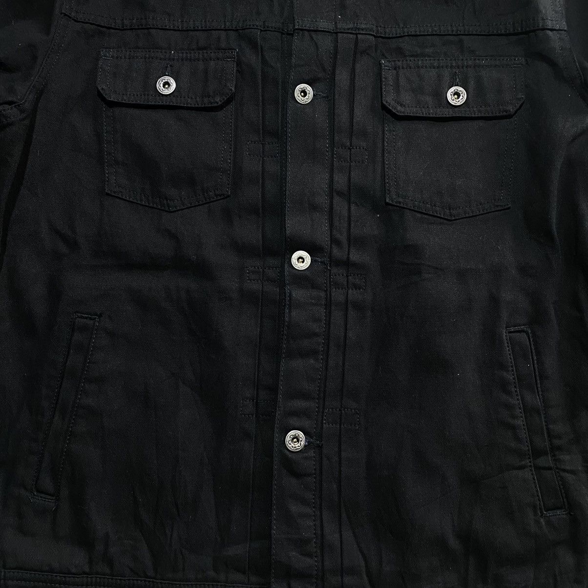 FrizmWORKS × Japanese Brand FrizmWorks Stand Collar Black Trucker Denim Jacket Size US XL / EU 56 / 4 - 4 Thumbnail