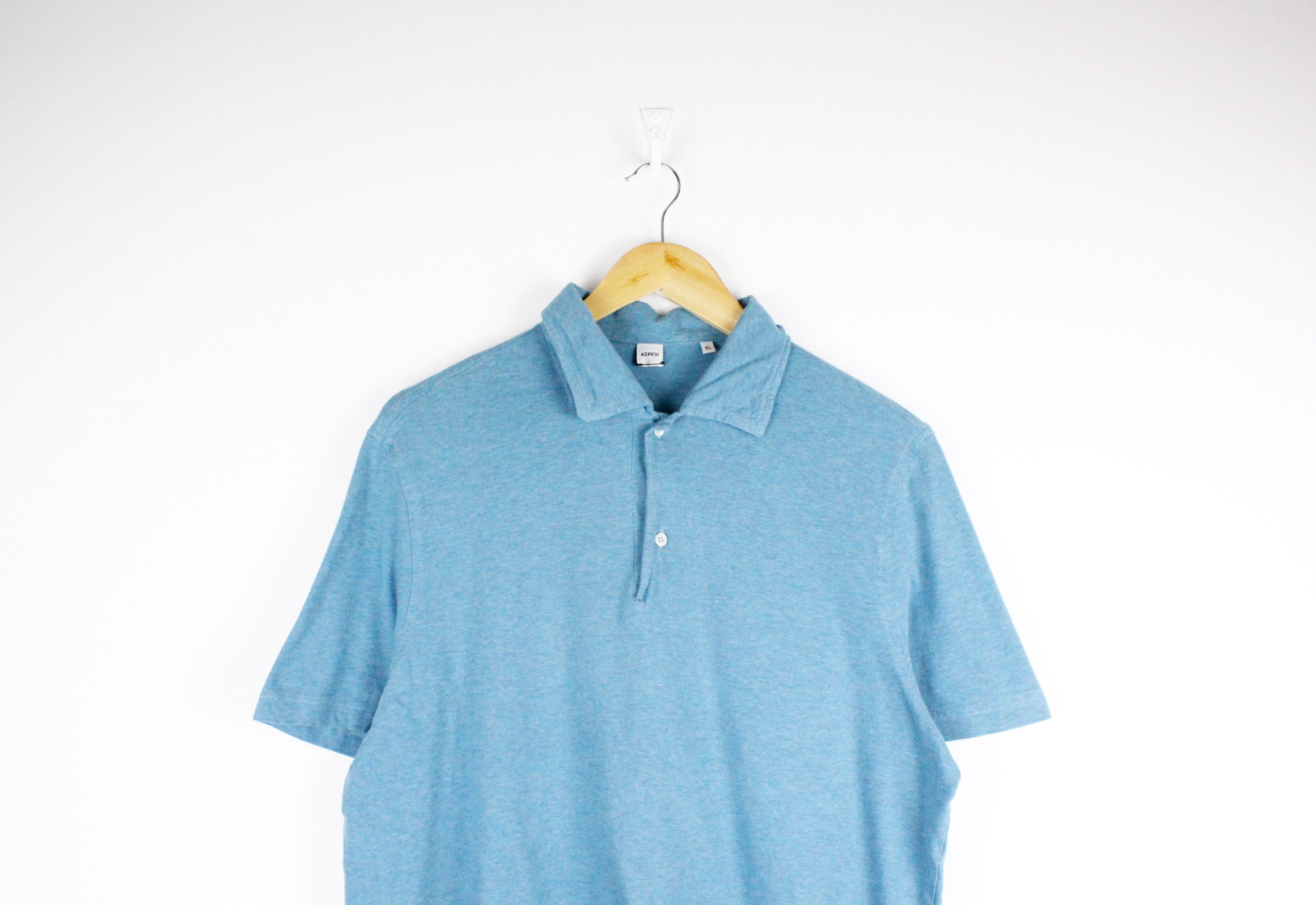 Aspesi Aspesi Turquoise Melange Polo Shirt Size US M / EU 48-50 / 2 - 2 Thumbnail
