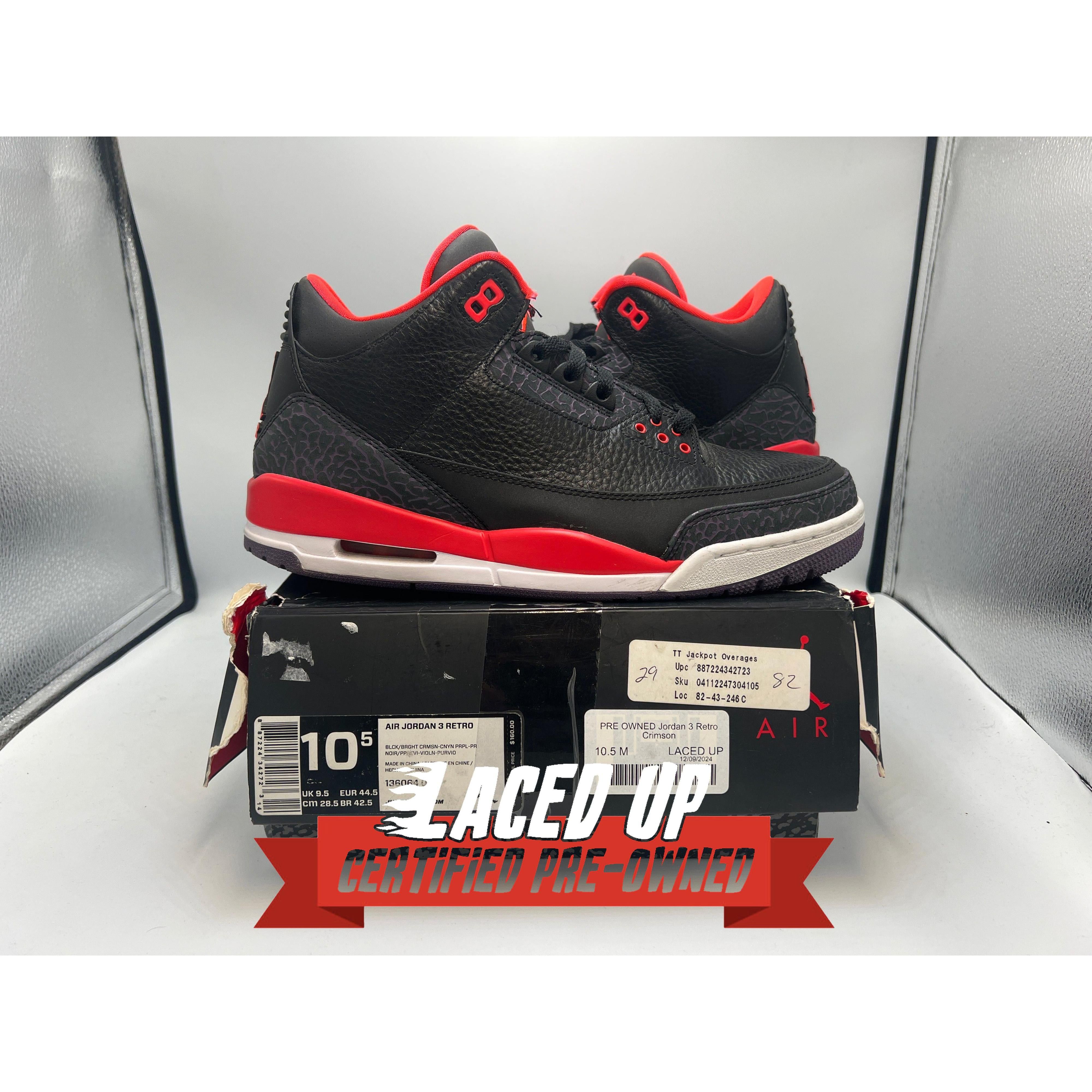 Jordan Brand PRE OWNED Jordan 3 Retro Crimson Size US 10.5 / EU 43-44 - 1 Thumbnail