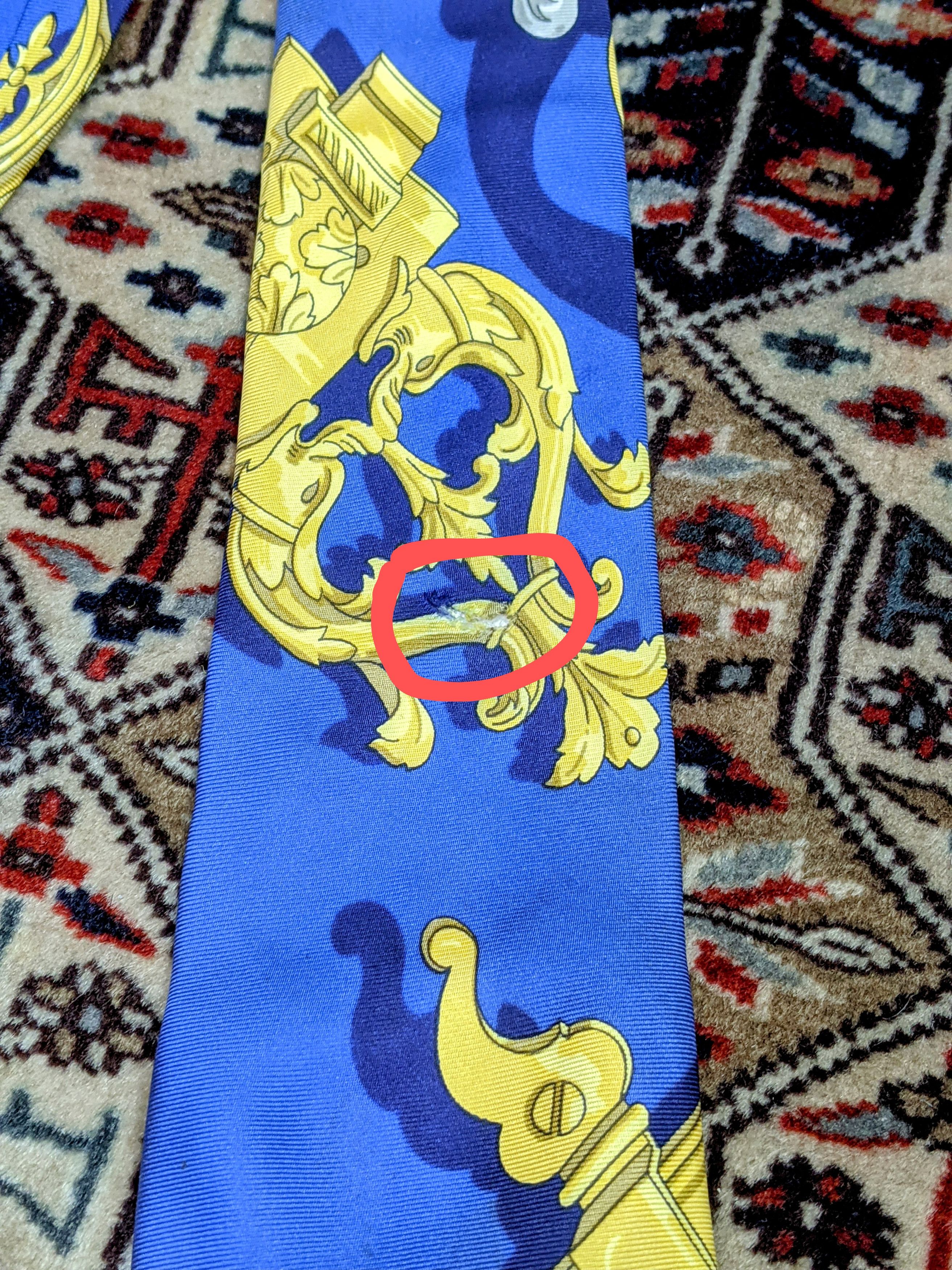 Hermes Hermes 💯 Silk Made in France Blue Yellow Tie Size ONE SIZE - 5 Thumbnail
