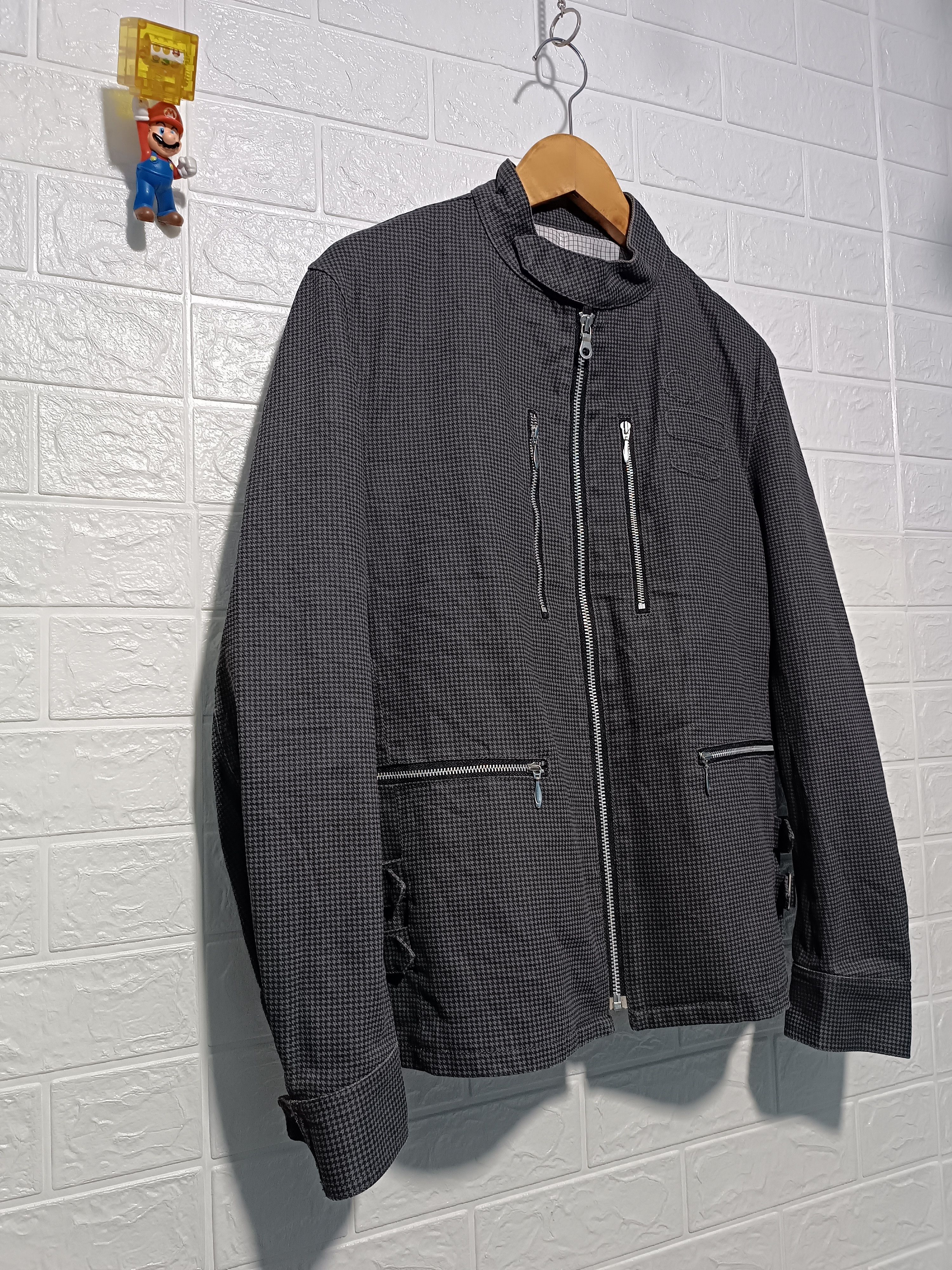 Japanese Brand Vintage Moto Biker Jacket Micro Check Zip Detail Size US L / EU 52-54 / 3 - 5 Thumbnail