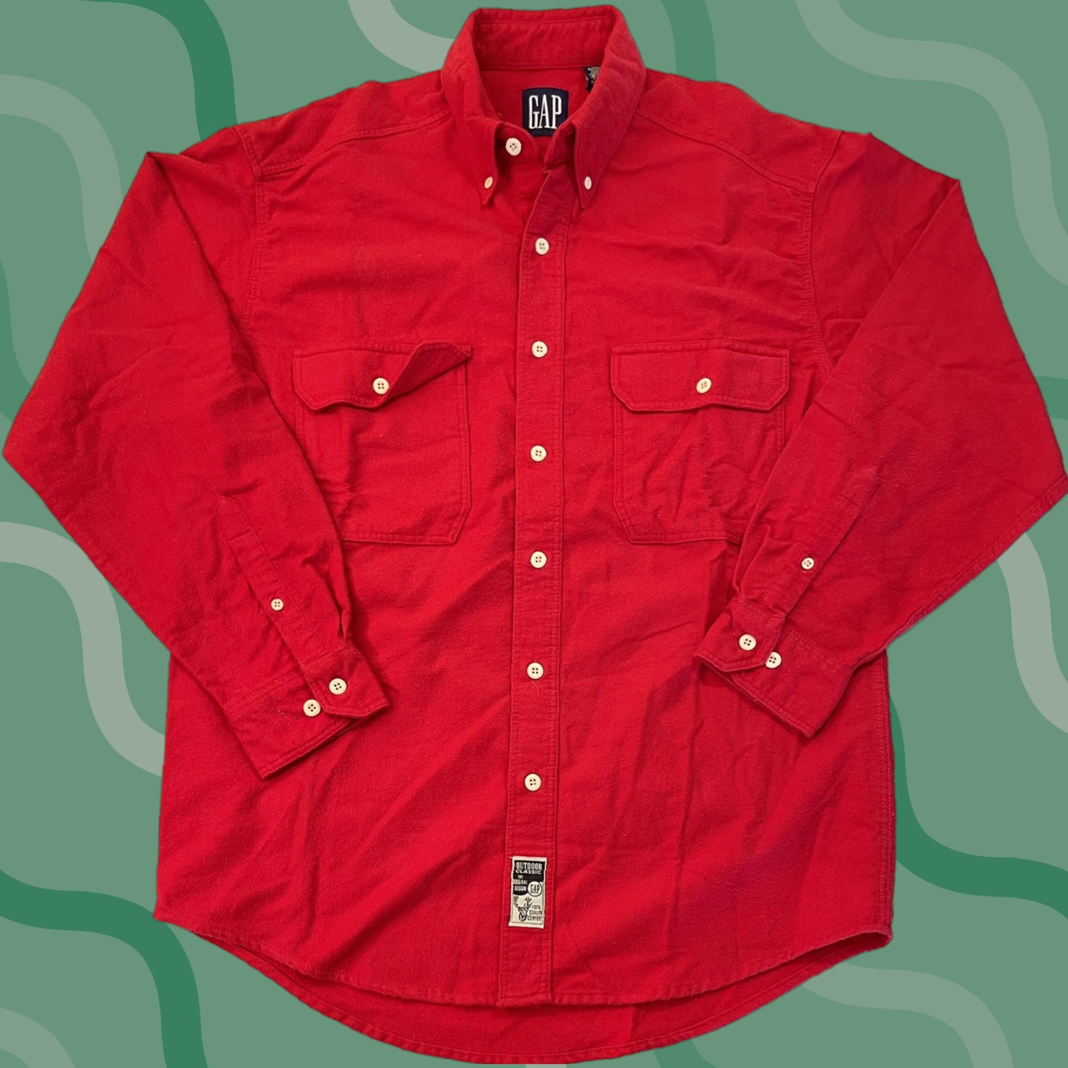 Gap VINTAGE Gap 90s Flannel Shirt Mens Medium Red Heavyweight Button-Up Outdoor Size US M / EU 48-50 / 2 - 1 Thumbnail