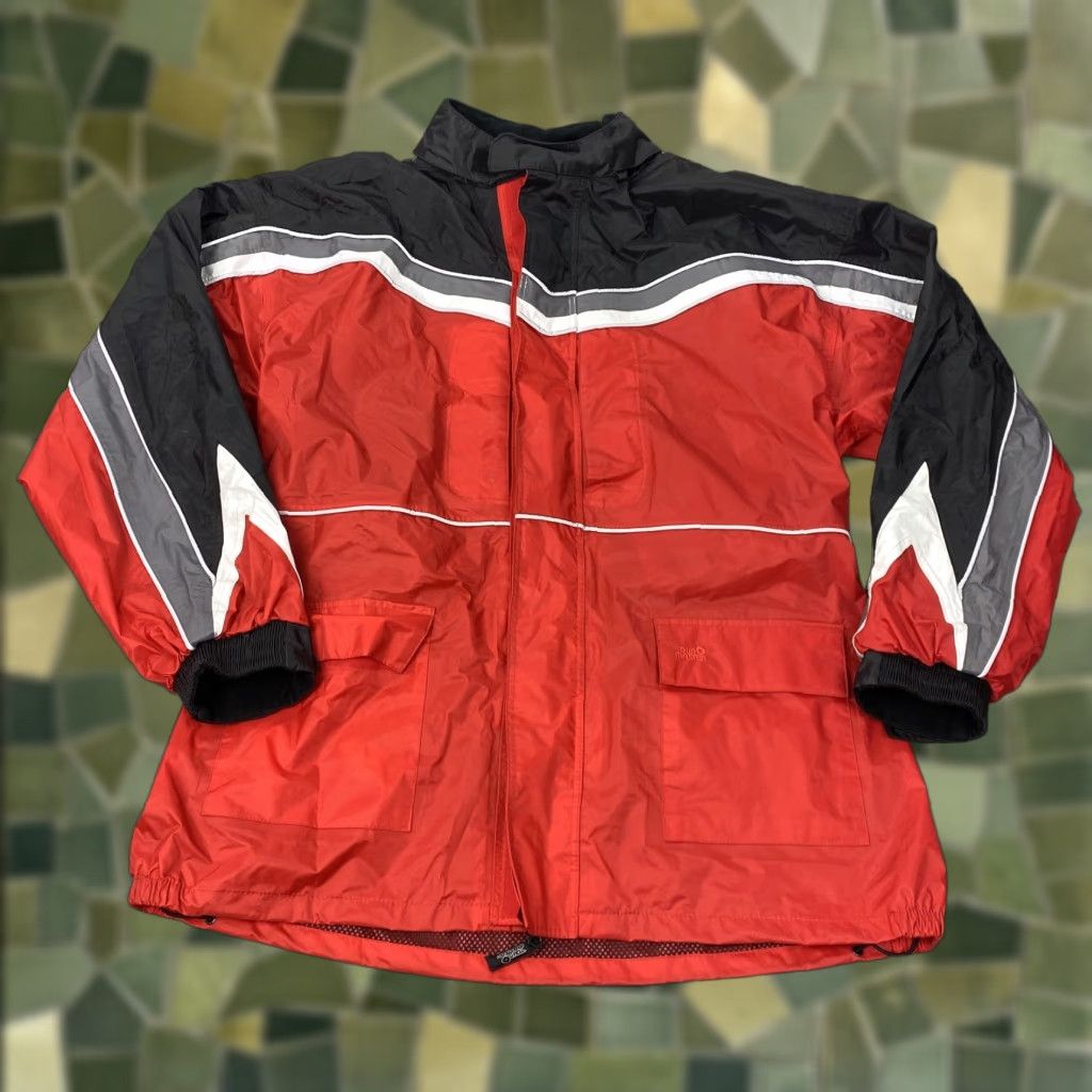 Vintage VINTAGE Tour Master Elite Series II Rainsuit Jacket Mens XL Motorcycle Hood Waterproof Red Striped Pattern 1980s Mens Size 46R - 1 Thumbnail