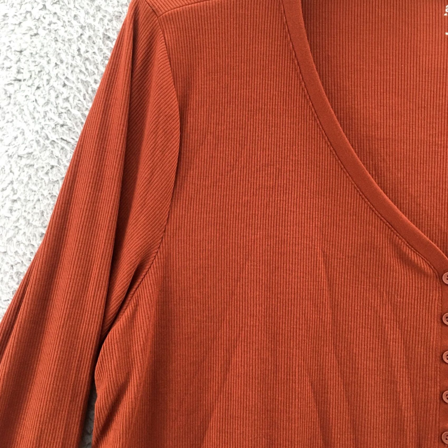 Vintage ANA A New Approach Henley Tunic T-Shirt Womens 3X Autumn Russet Ribbed Knit NEW Size XXL / US 16-18 / IT 52-54 - 6 Thumbnail