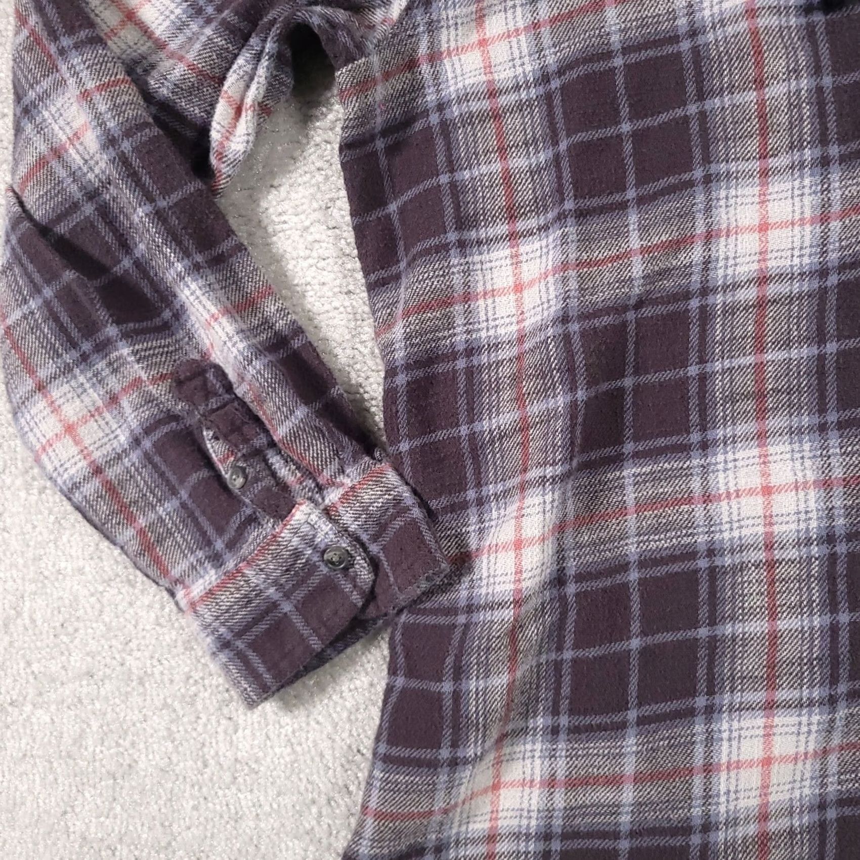 American Eagle Outfitters VINTAGE American Eagle Flannel Shirt Women’s XL Oversized Fit Distressed Lace Up Gray Size XL / US 12-14 / IT 48-50 - 5 Thumbnail