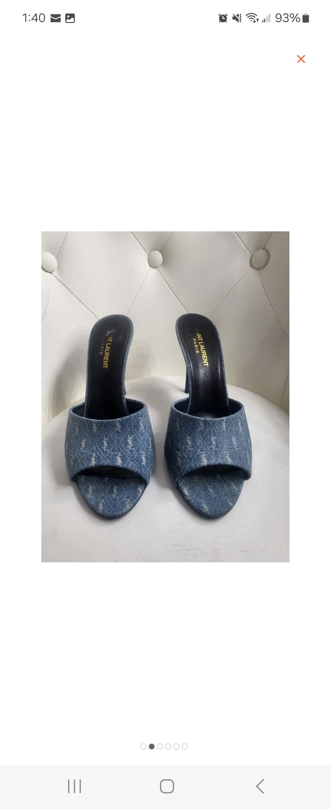 Yves Saint Laurent La 16 Monogram Slide Sandal in RARE Blue Jeans Color Size US 8.5 / IT 38.5 - 2 Thumbnail