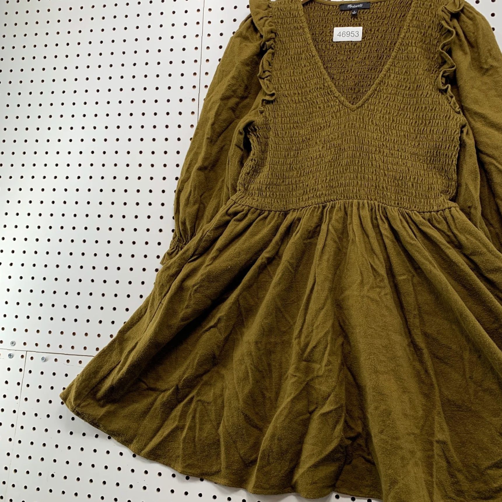 Madewell Madewell Dress Women's Smocked V-Neck Mini Cottagecore Green Size M / US 6-8 / IT 42-44 - 5 Thumbnail