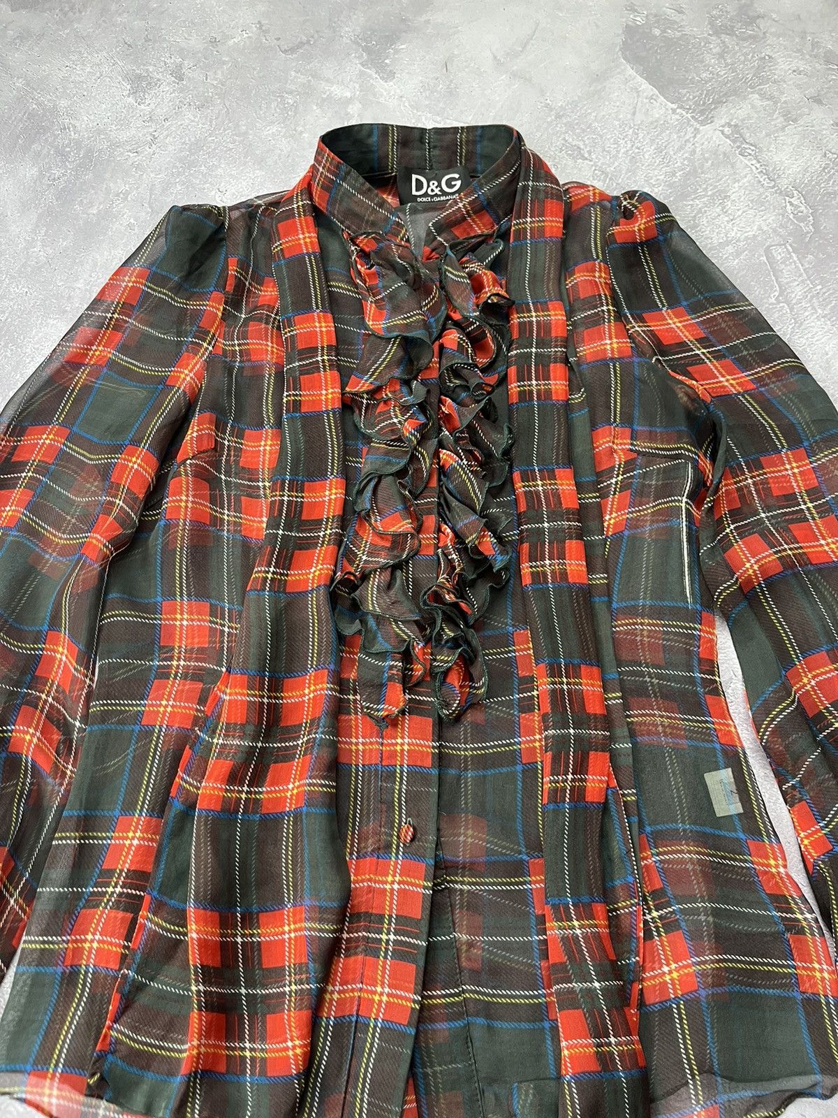 Dolce & Gabbana DOLCE&GABBANA Silk Blouse Shirt Checkered Red Size 2 Size S / US 4 / IT 40 - 4 Thumbnail