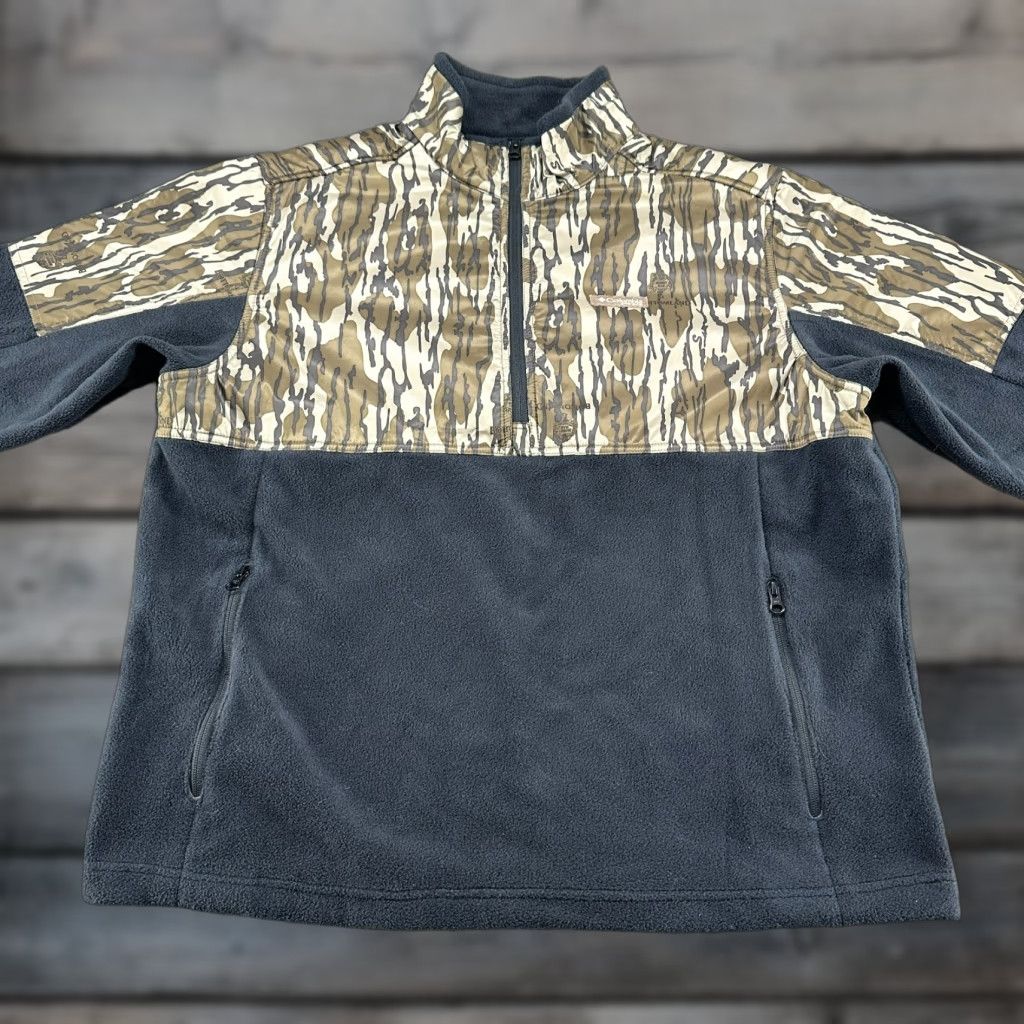 Vintage Columbia Pullover Mens XL Black Camo 1/4 Zip Bottomlands PHG Fleece Overlay Sweatshirt Size US XL / EU 56 / 4 - 1 Thumbnail