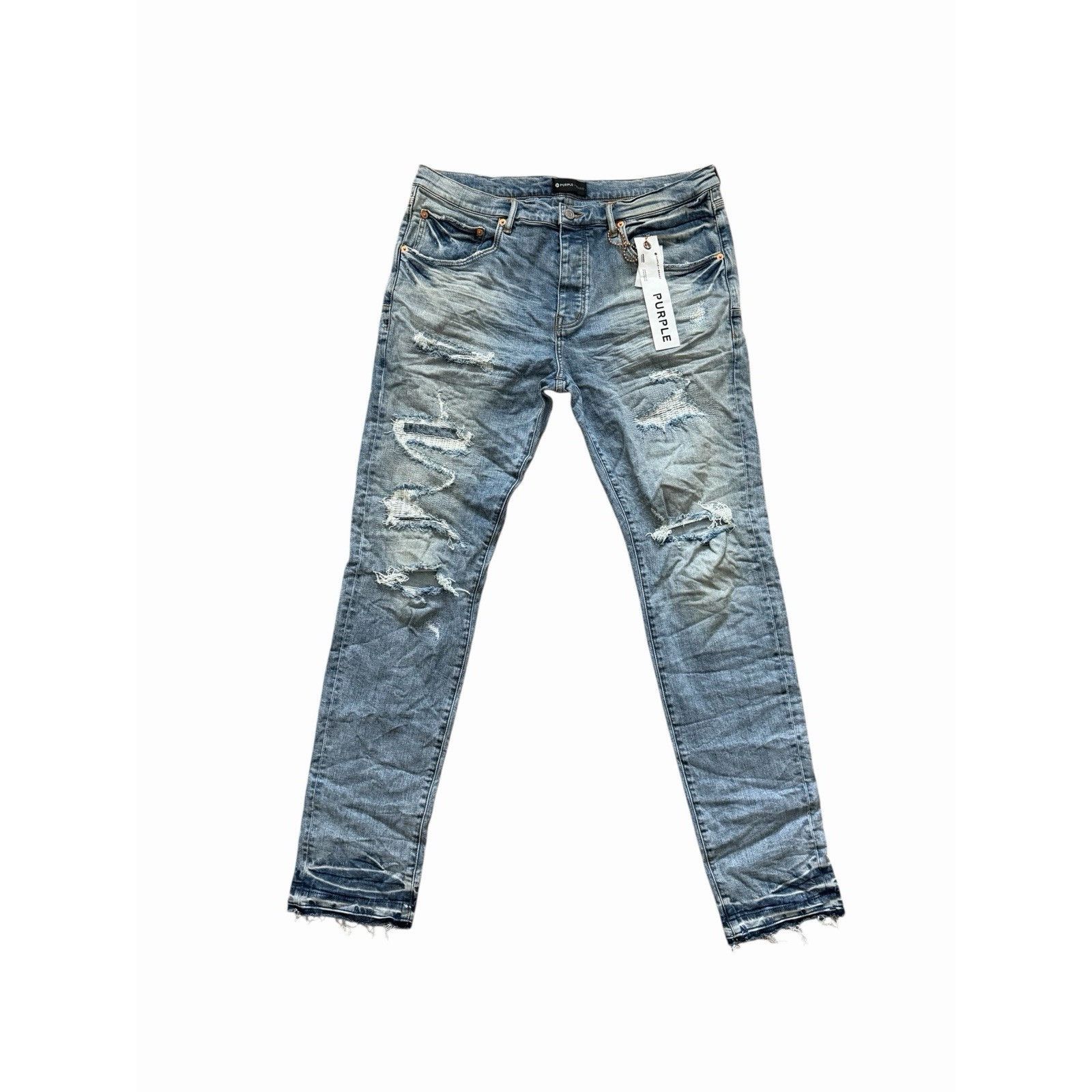 Purple Brand Purple Brand Jeans Mens Ripped Skinny P001 Blue Size 38/34 Size US 38 / EU 54 - 1 Thumbnail