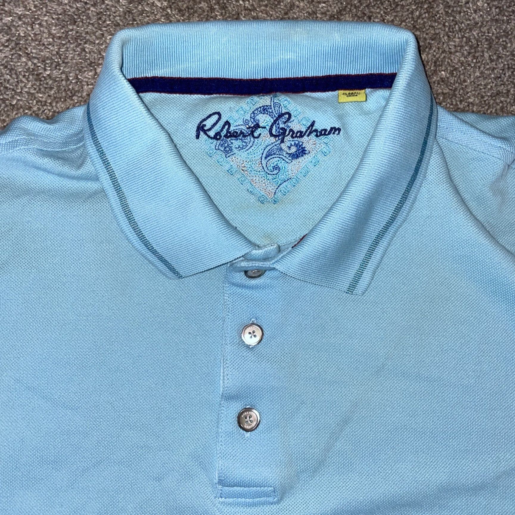 Robert Graham Robert Graham Polo Shirt Mens L Blue Size US L / EU 52-54 / 3 - 2 Thumbnail