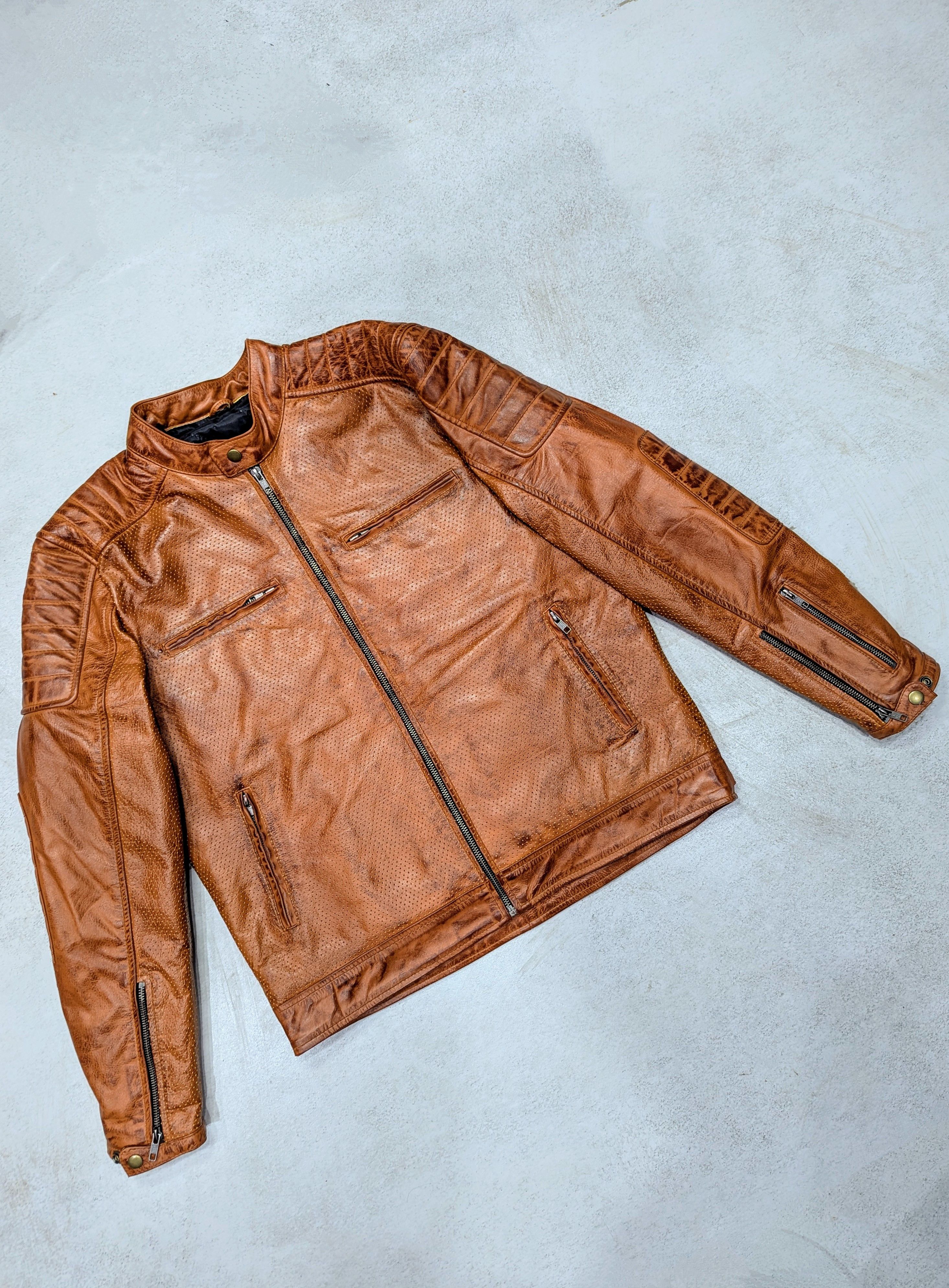 Genuine Leather × Vintage 💥 Vintage 90s Distressed Brown Biker Leather Jacket Size US M / EU 48-50 / 2 - 2 Thumbnail