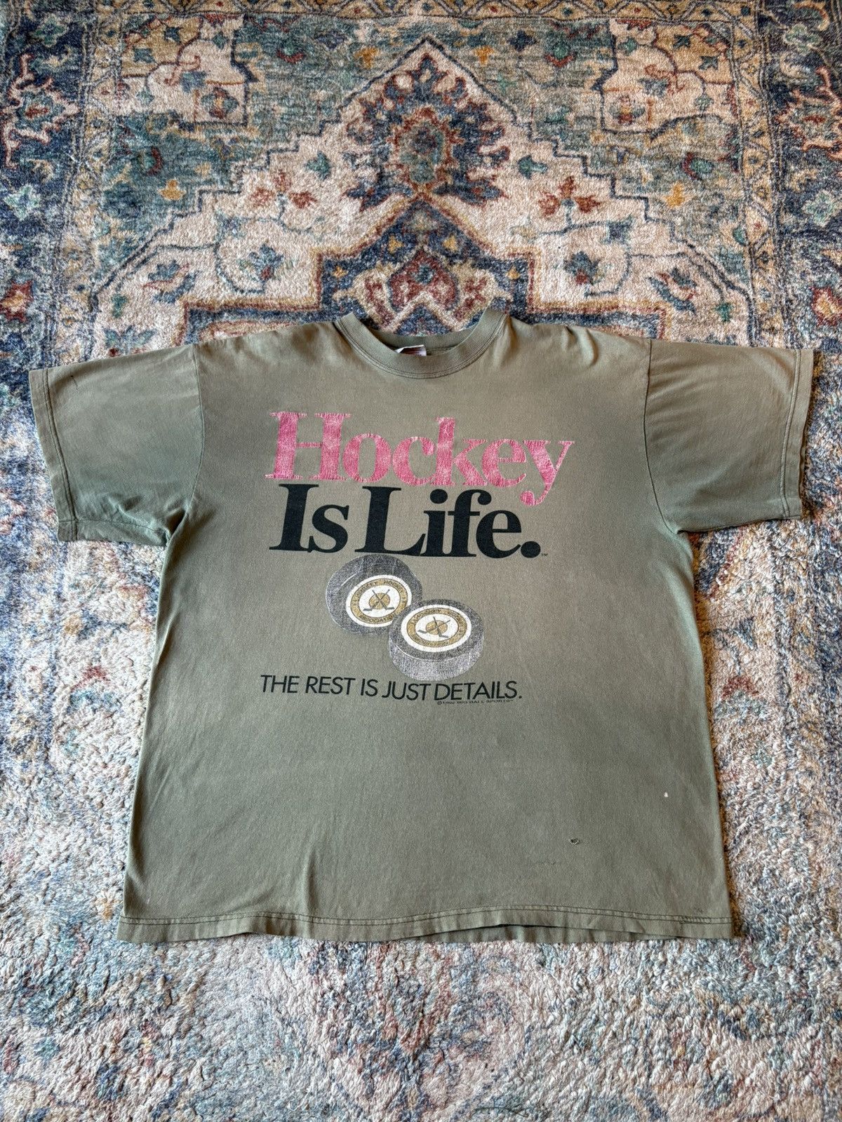 Vintage Vintage Hockey Is Life The Rest Is Details Faded T-shirt Size US XL / EU 56 / 4 - 1 Thumbnail