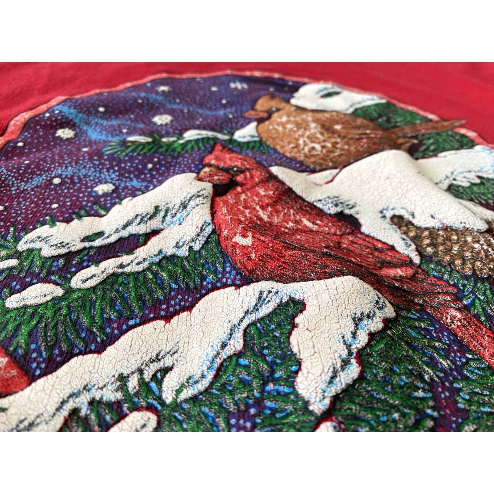 Jerzees JERZEES Women's Sweatshirt 90s 1990s Graphic Cardnial Birds MADE IN USA Sz L Red Cotton Blend Pullover Crew Neck Vintage Size L / US 10 / IT 46 - 5 Thumbnail