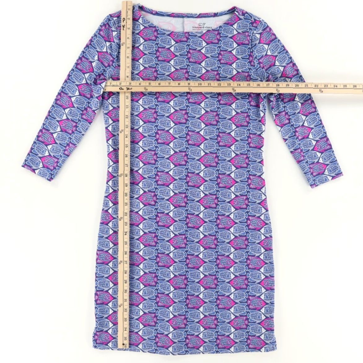 Vineyard Vines Vineyard Vines Fish Sun Stretch All Over Print 3/4 Sleeve Dress Women's S Size S / US 4 / IT 40 - 3 Thumbnail