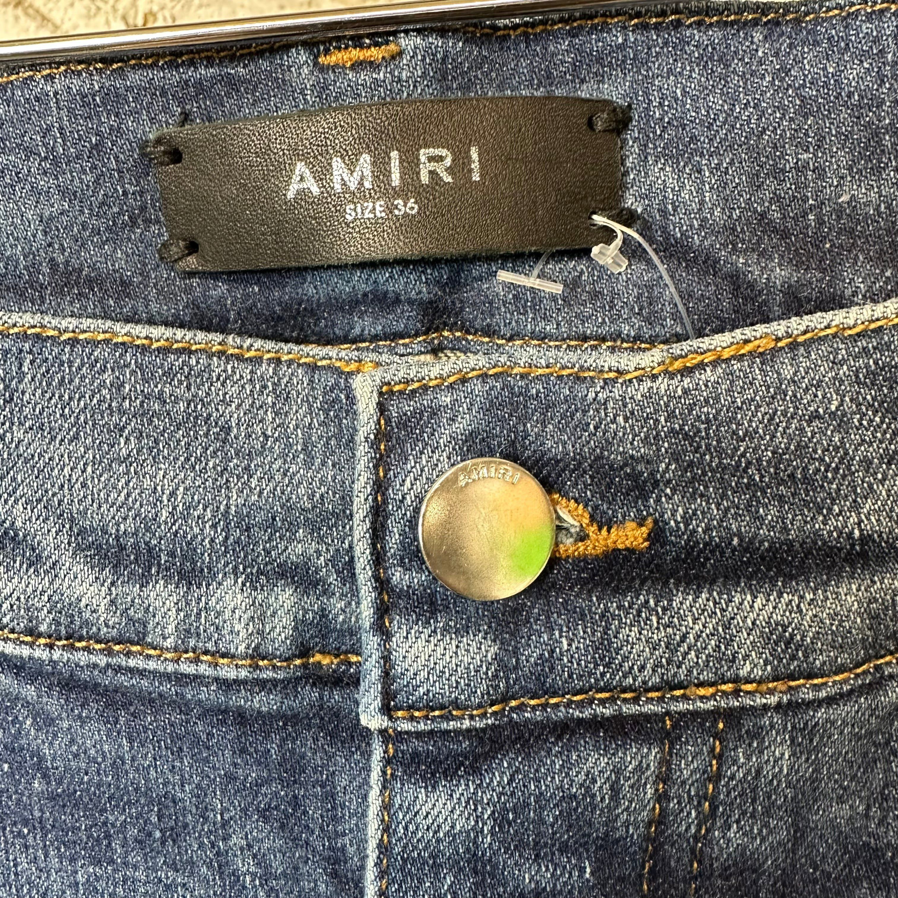 Amiri Amiri Knee Rip Shotgun Dark Blue Denim Jeans Sz 36 Size US 36 / EU 52 - 4 Thumbnail