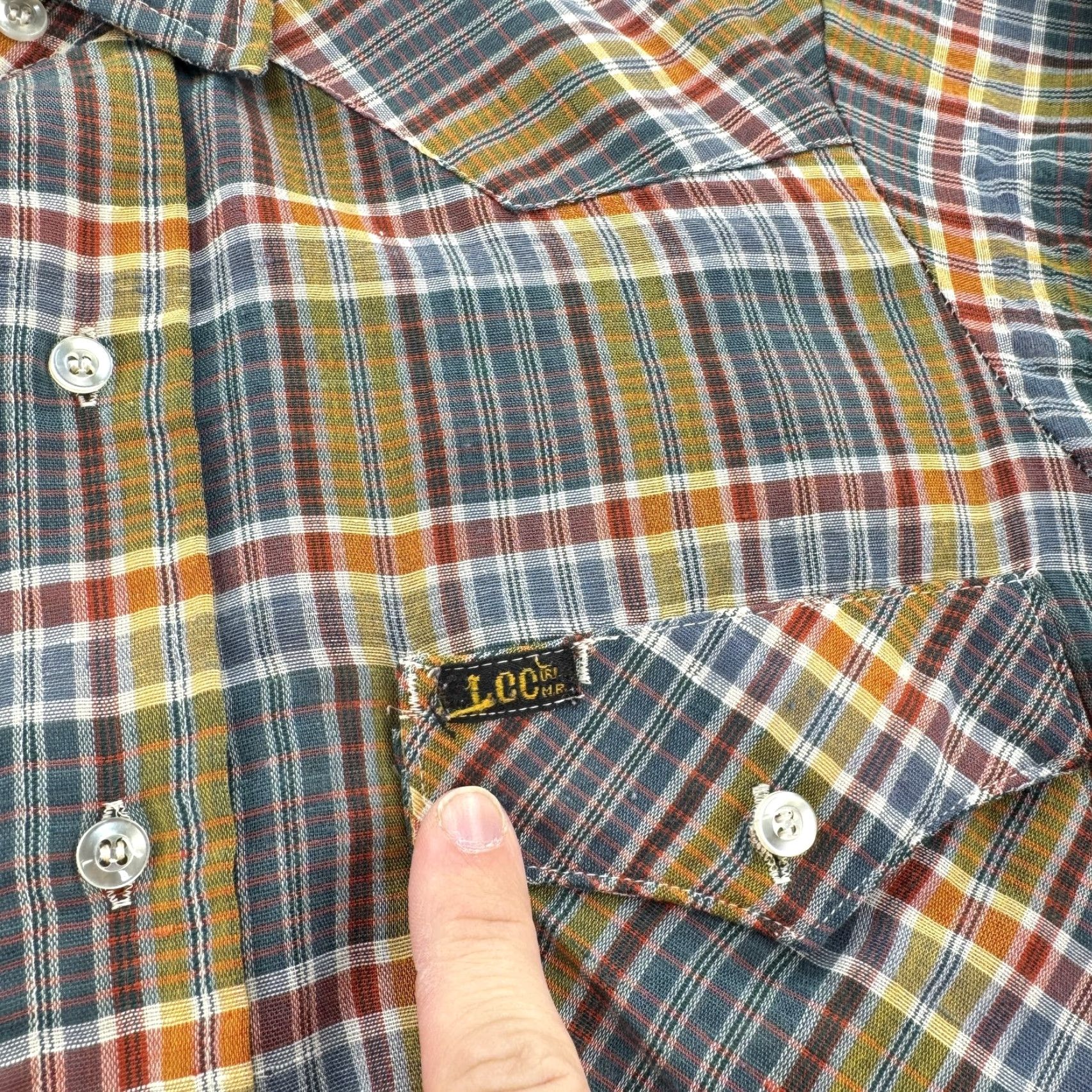 Lee VINTAGE Lee Shirt Mens Medium Plaid Western Button Cowboy Long Sleeve 70s 80s Size US M / EU 48-50 / 2 - 3 Thumbnail