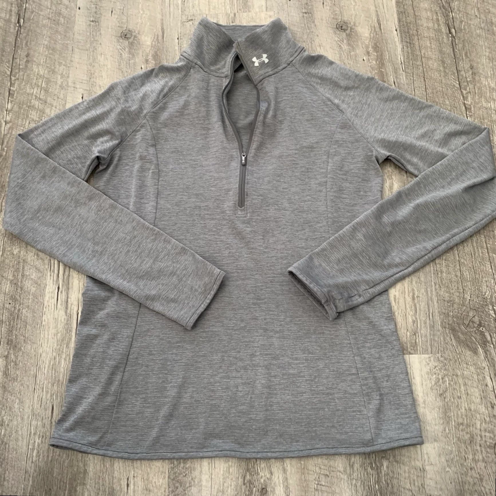 Under Armour Under Armour Threadborne 1/4 Zip Pullover Womens Medium Gray HeatGear Thumbhole Shirt Size M / US 6-8 / IT 42-44 - 3 Thumbnail