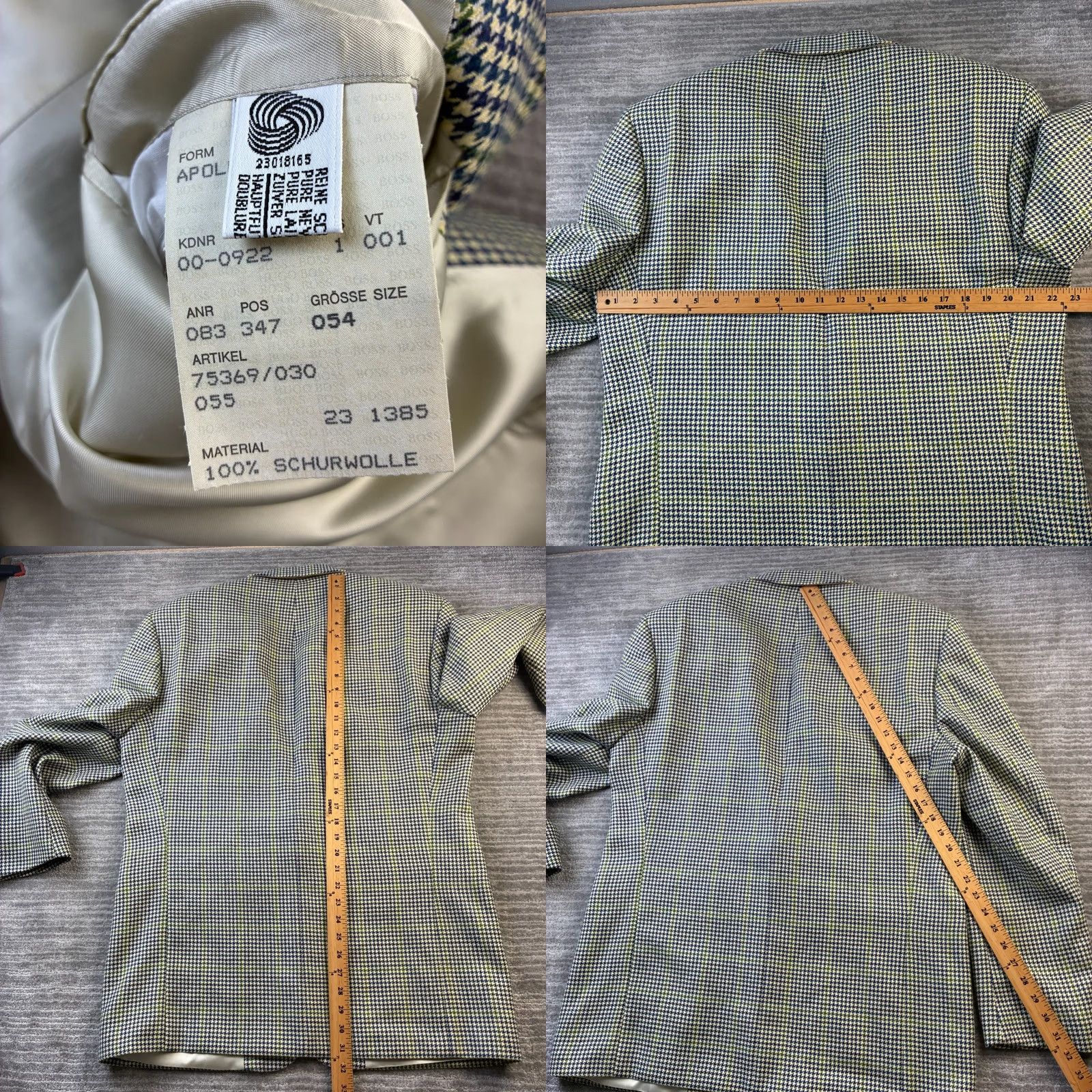 Hugo Boss VINTAGE Hugo Boss Jacket Mens 44 Green Tweed Wool Blazer Sport Coat HUGO BOSS Blazer Green Tweed Wool 44 Mens Vintage Jacket Size 44R - 8 Thumbnail