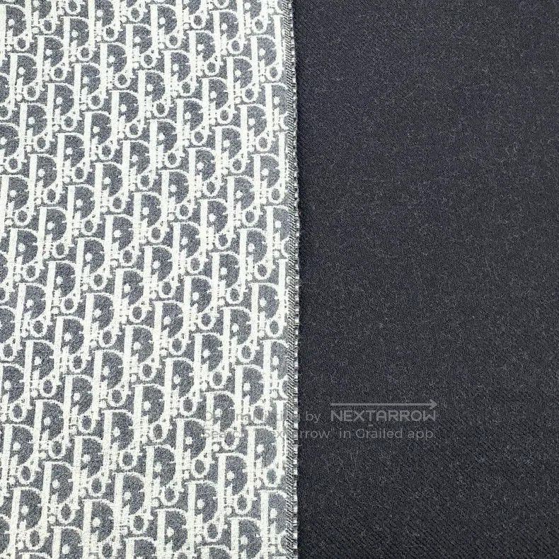 Dior Dior Gray logo jacquard full print sheep wool tassel scarf Size ONE SIZE - 5 Thumbnail