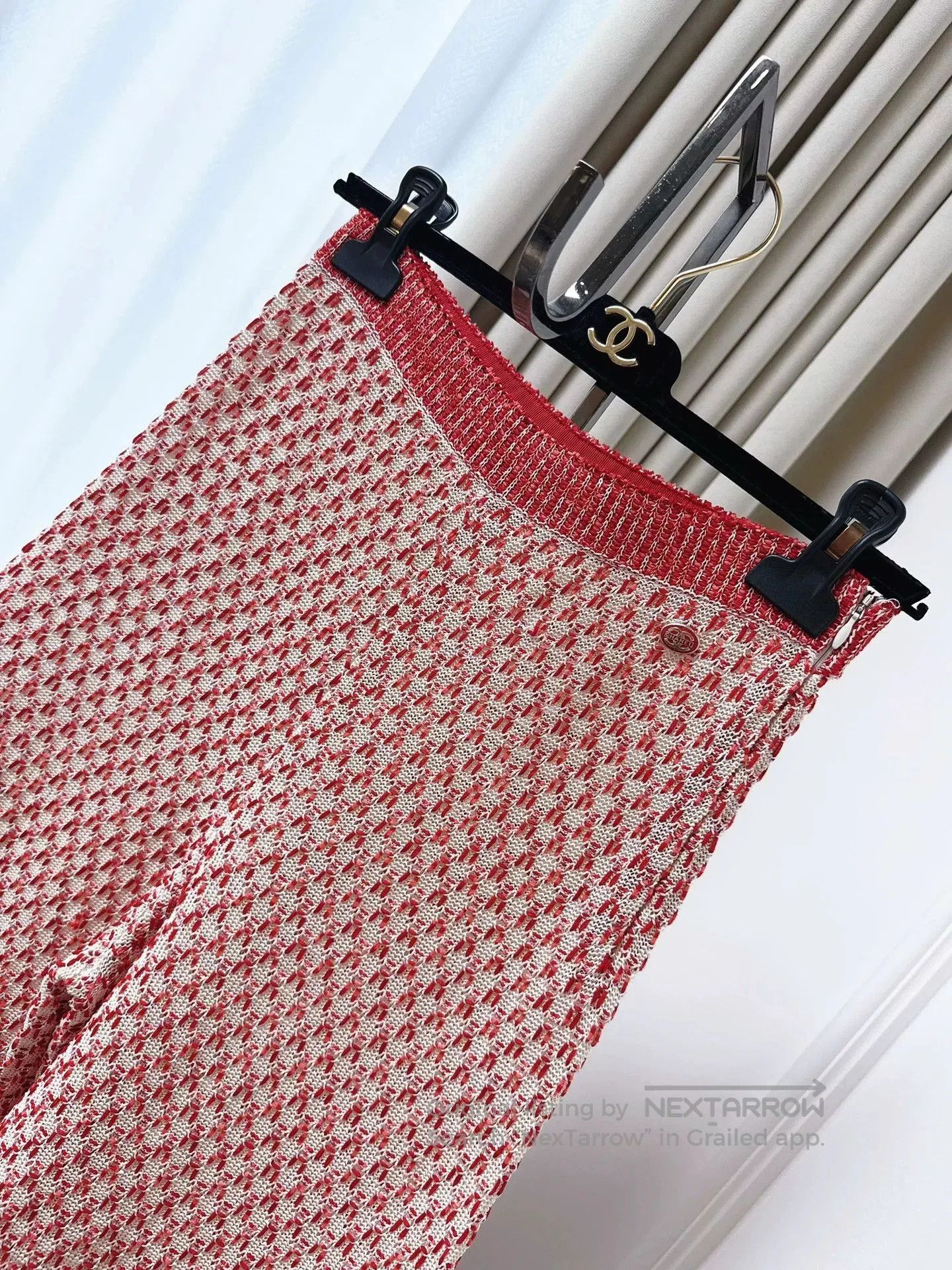 Chanel red and white woven wide-leg pants. Size US 34 / EU 50 - 2 Thumbnail