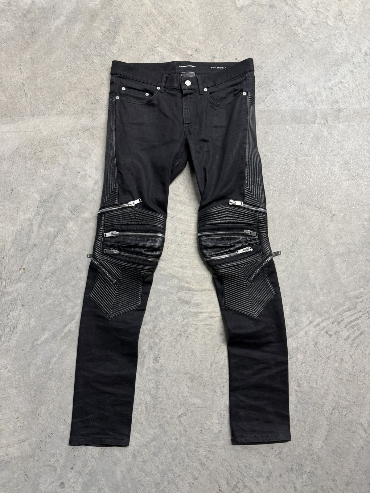 Pre-owned Hedi Slimane X Saint Laurent Paris D04 Moto Biker Denim Skinny Jeans