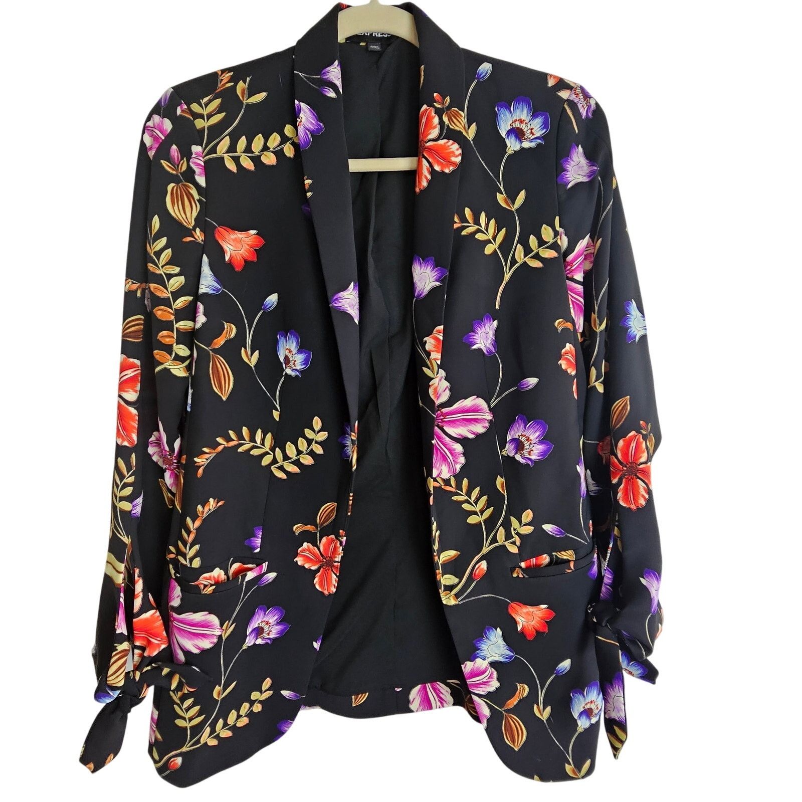 Express Express Womens Floral Blazer Size XS Open Artsy Maximalist Size XS / US 0-2 / IT 36-38 - 1 Thumbnail