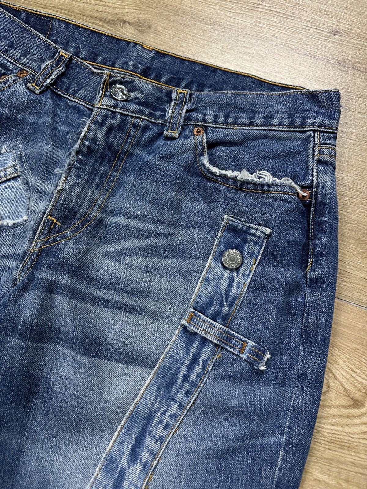 Levi's × Vintage Vintage Y2K Custom Levi’s Patchwork Flared Bootcut Jeans Size 30" / US 8 / IT 44 - 10 Thumbnail